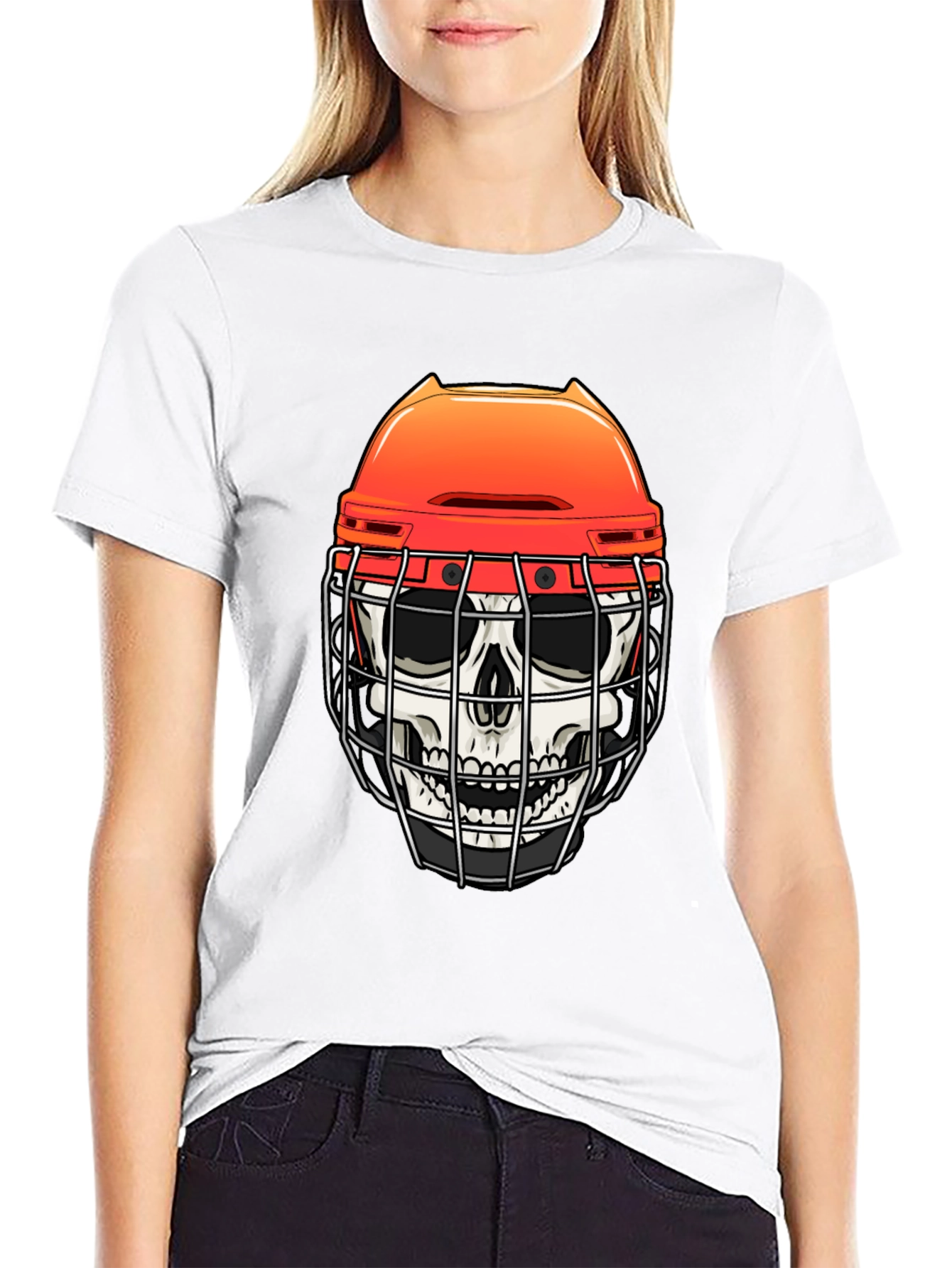 Skull Hockey Helmet Graphic Tee - Mens Black T-Shirt