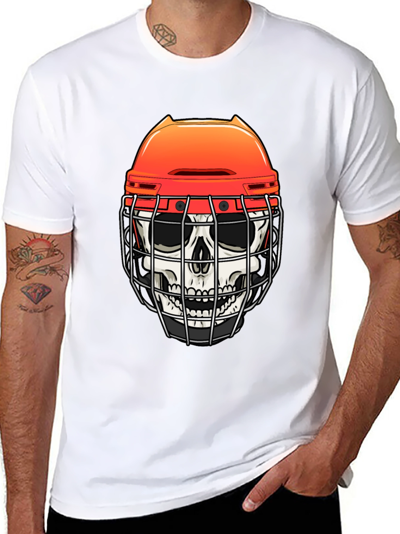 Skull Hockey Helmet Graphic Tee - Mens Black T-Shirt