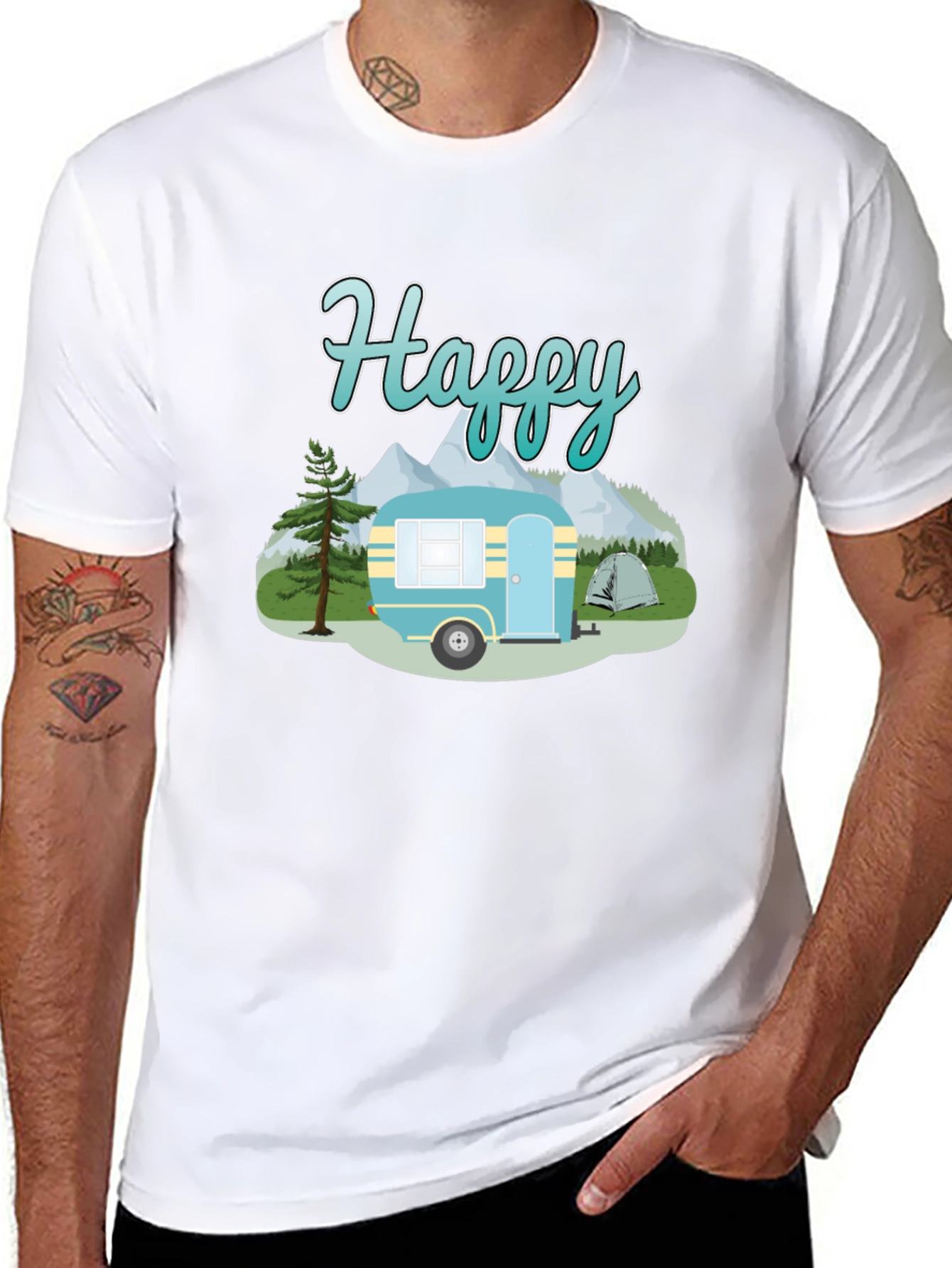 Happy Camper Graphic Tee - Camping Adventure Shirt