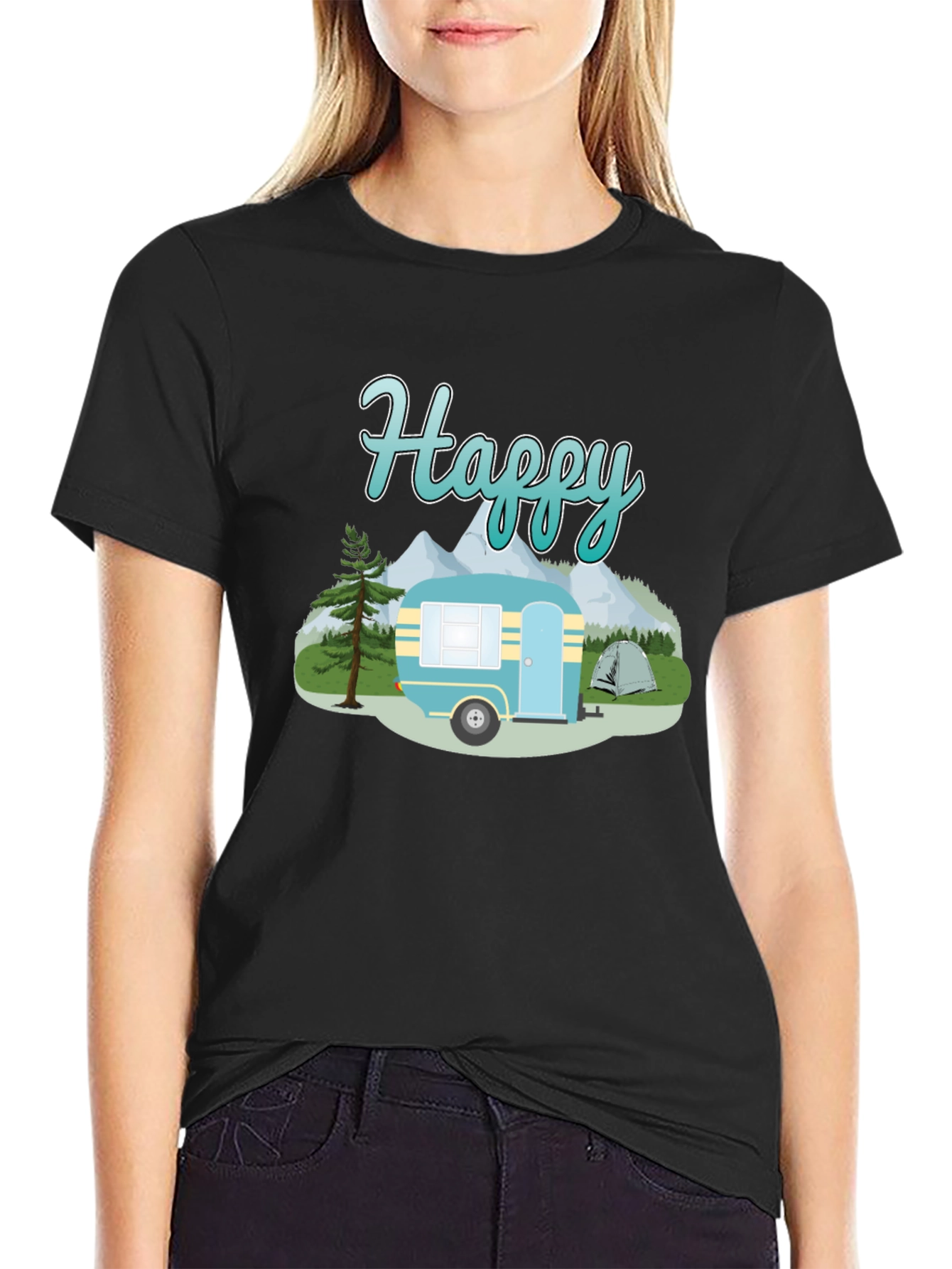 Happy Camper Graphic Tee - Camping Adventure Shirt