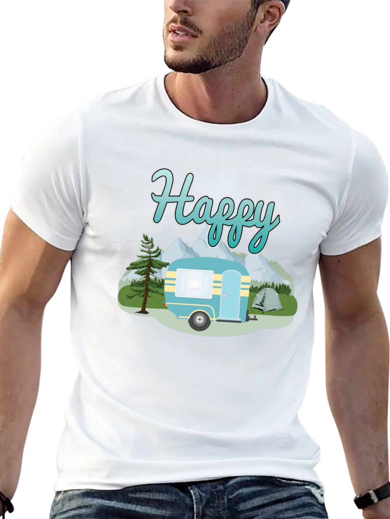Happy Camper Graphic Tee - Camping Adventure Shirt