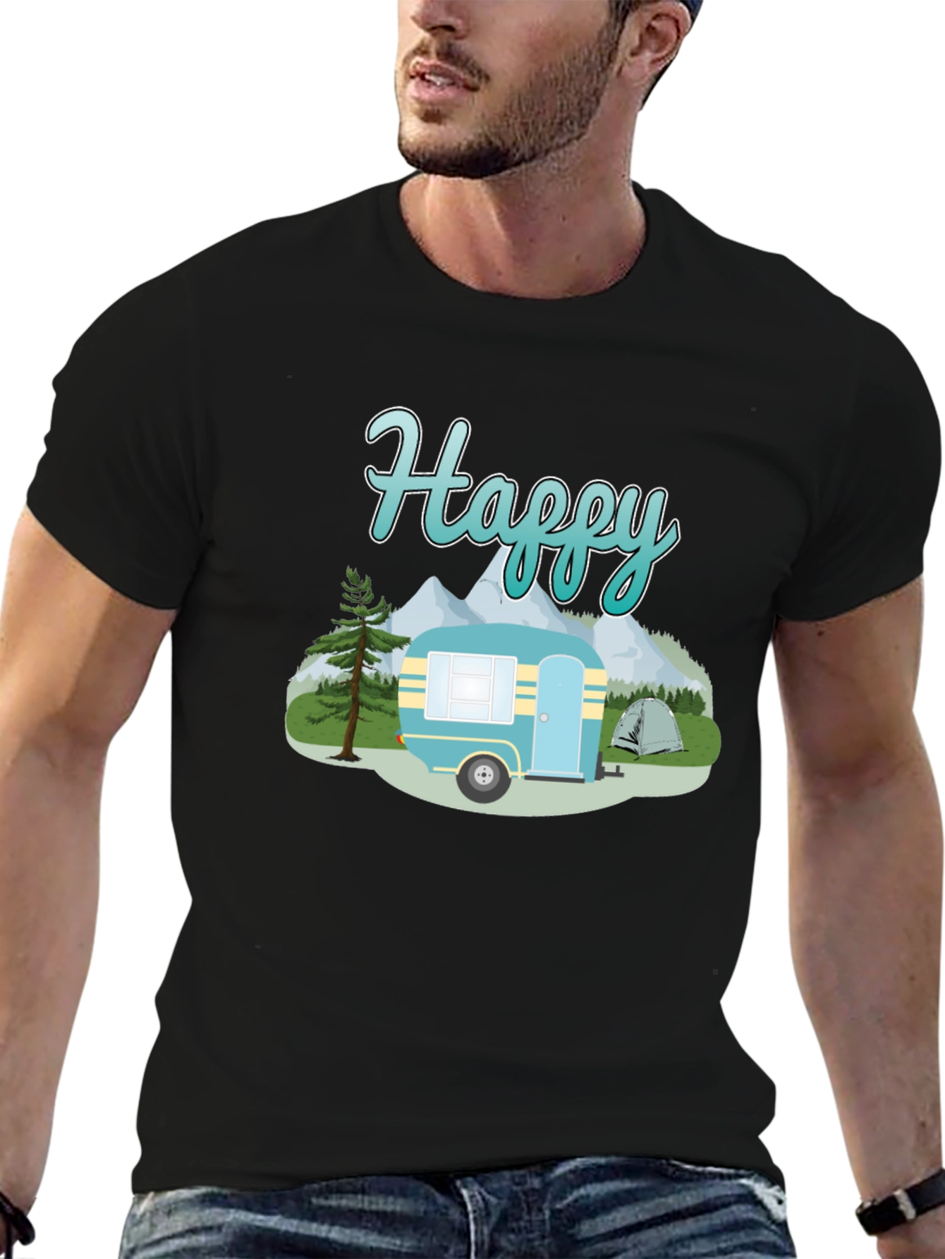 Happy Camper Graphic Tee - Camping Adventure Shirt