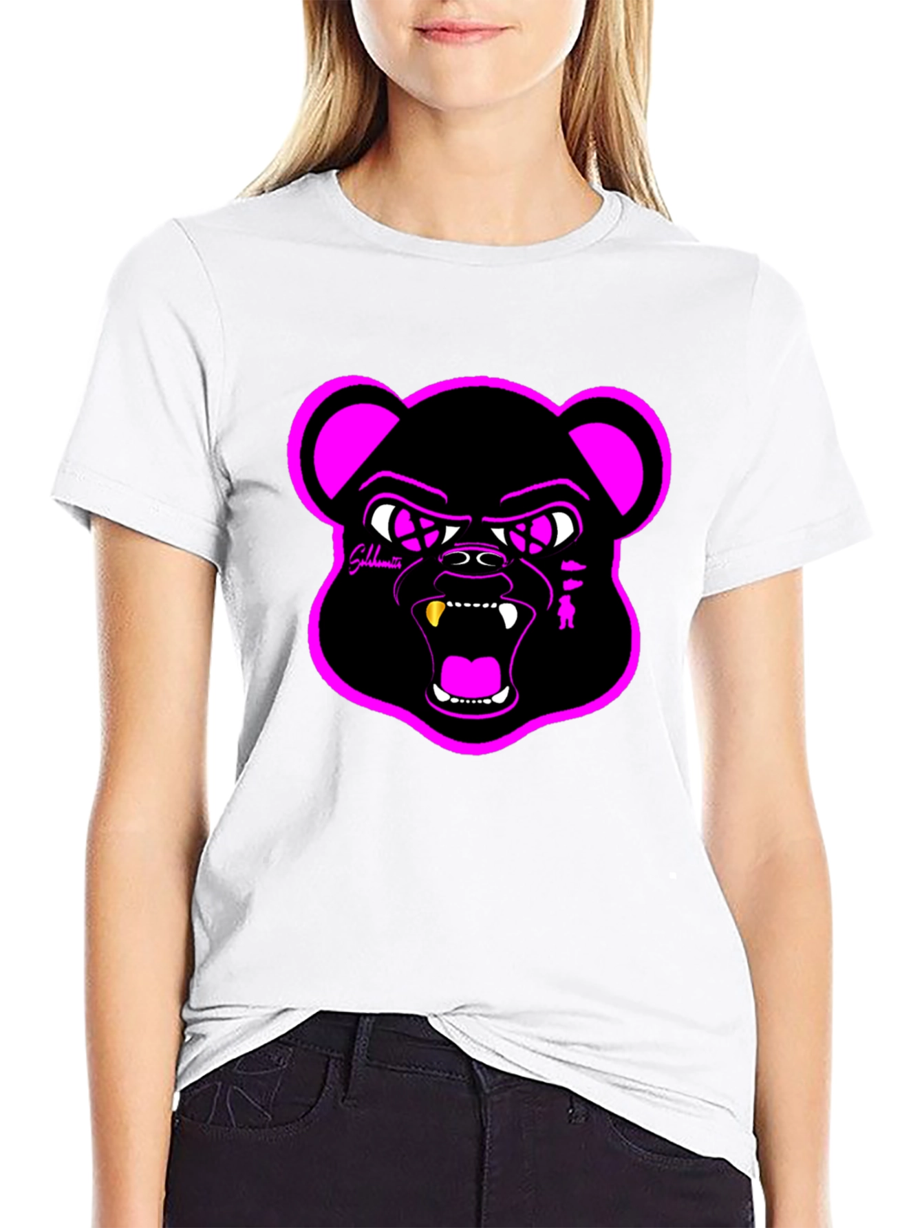 Graphic Black T-Shirt with Bear Design
