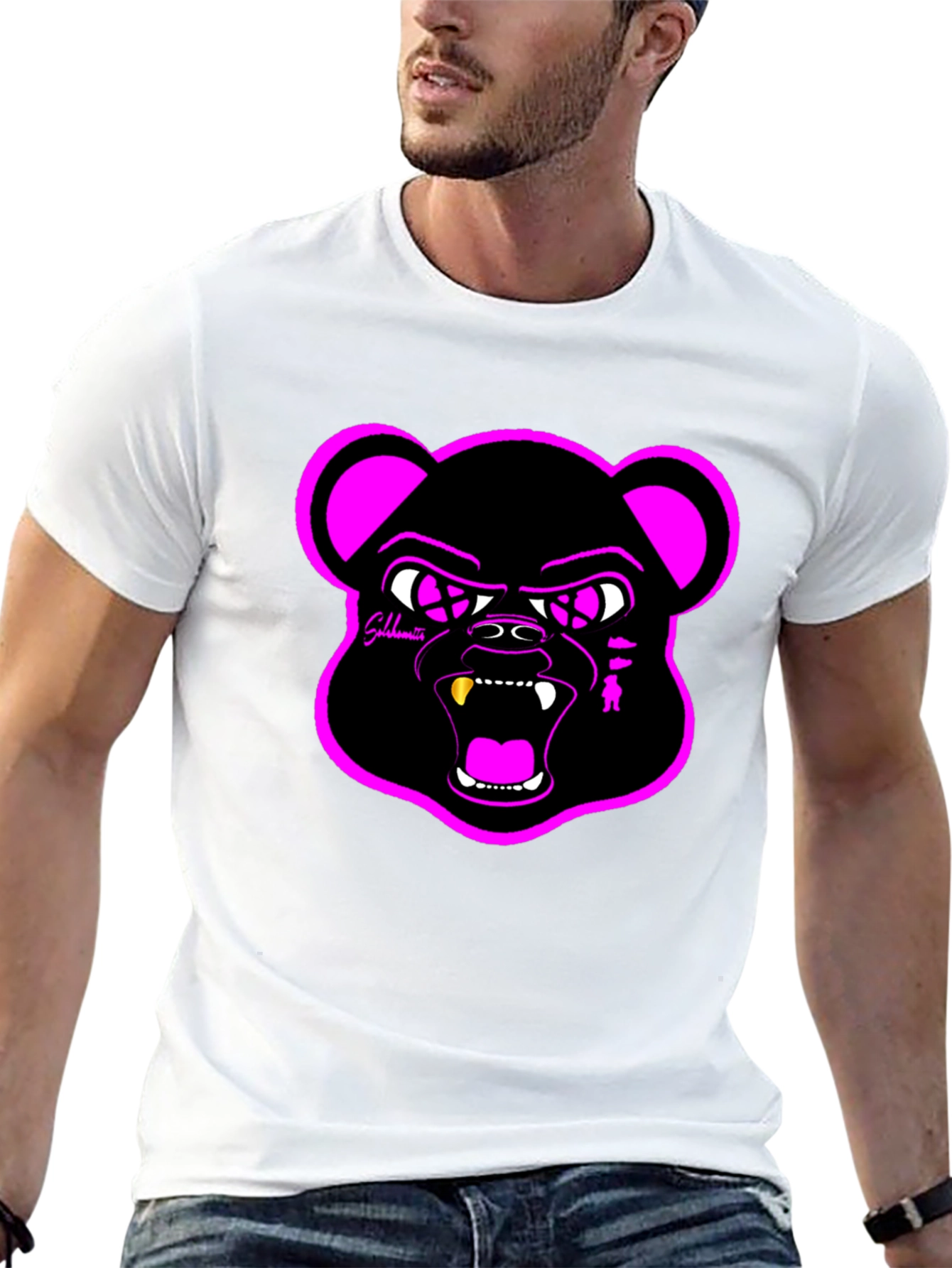 Graphic Black T-Shirt with Bear Design