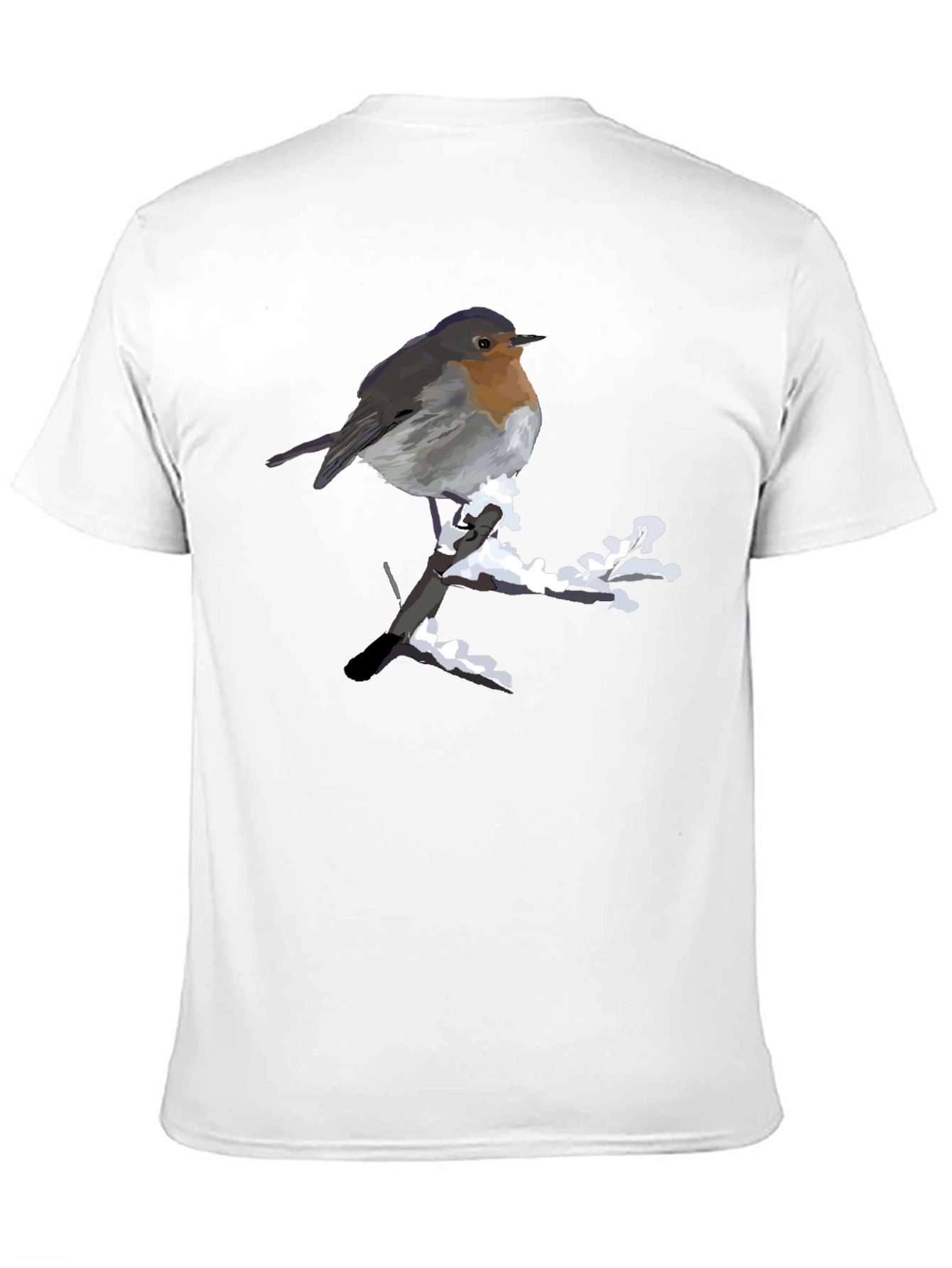 Robin on Snowy Branch Black T-Shirt