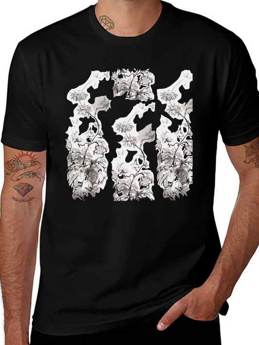 Floral Skull T-Shirt - Black