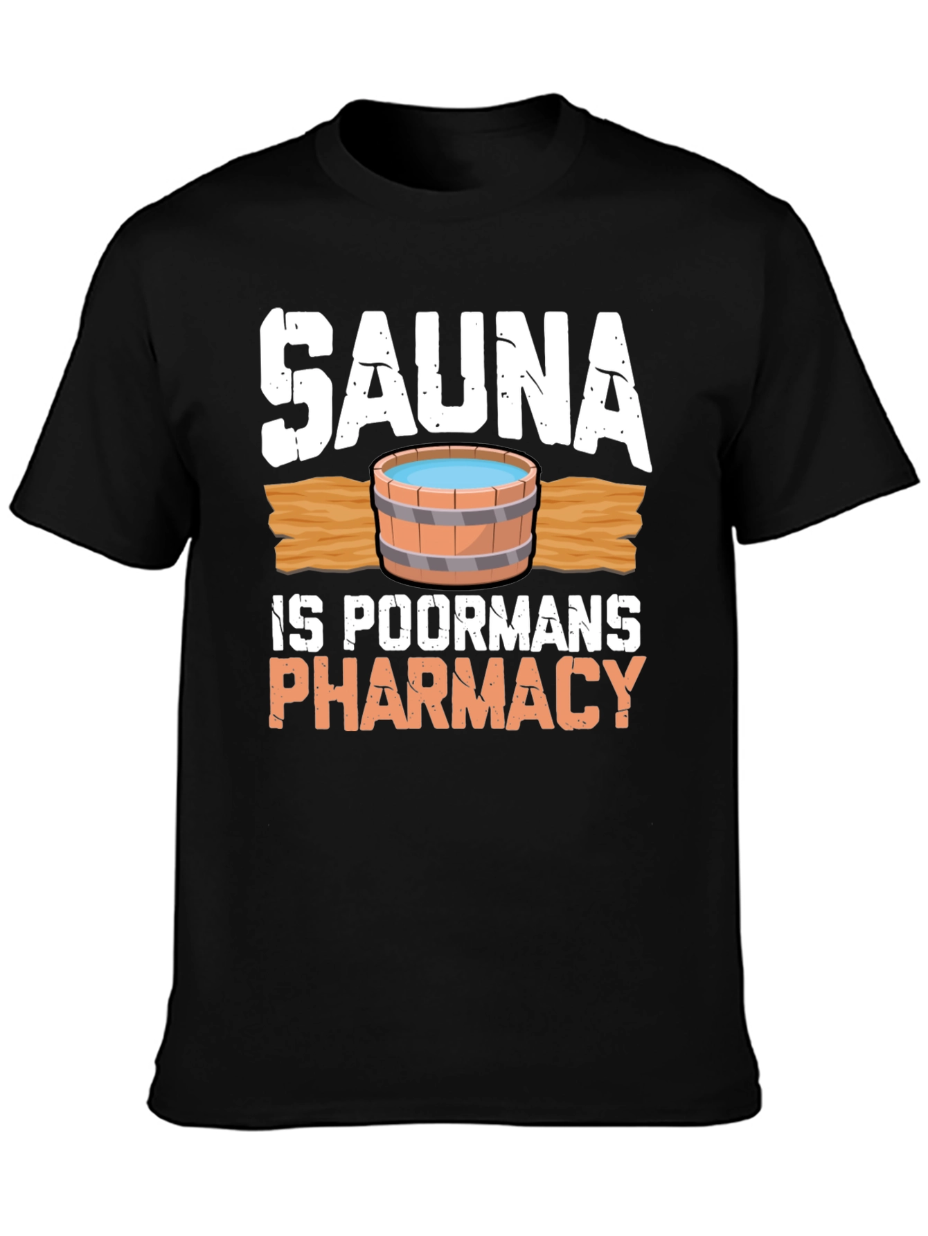Sauna is Poormans Pharmacy Black Graphic T-Shirt