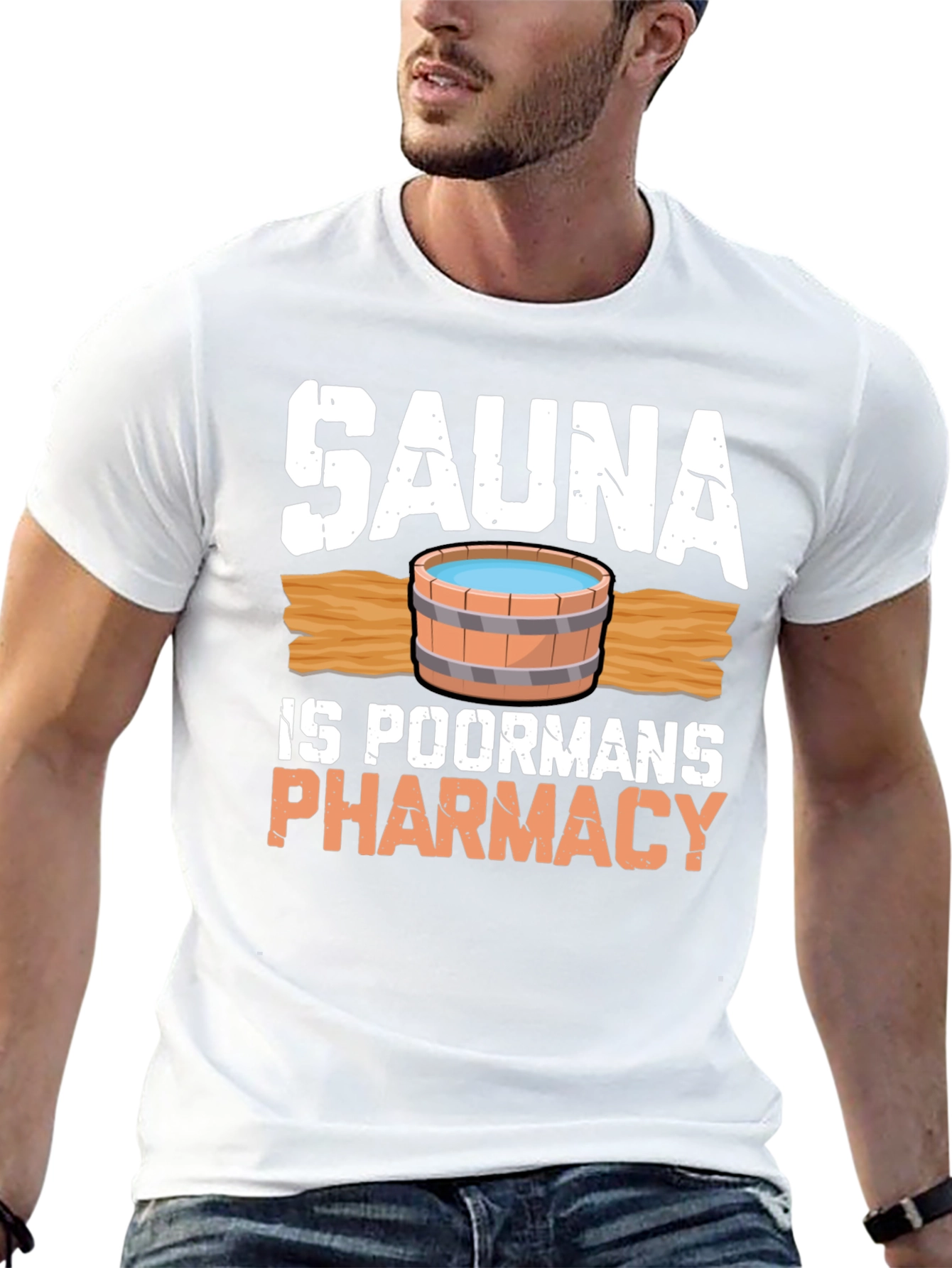 Sauna is Poormans Pharmacy Black Graphic T-Shirt