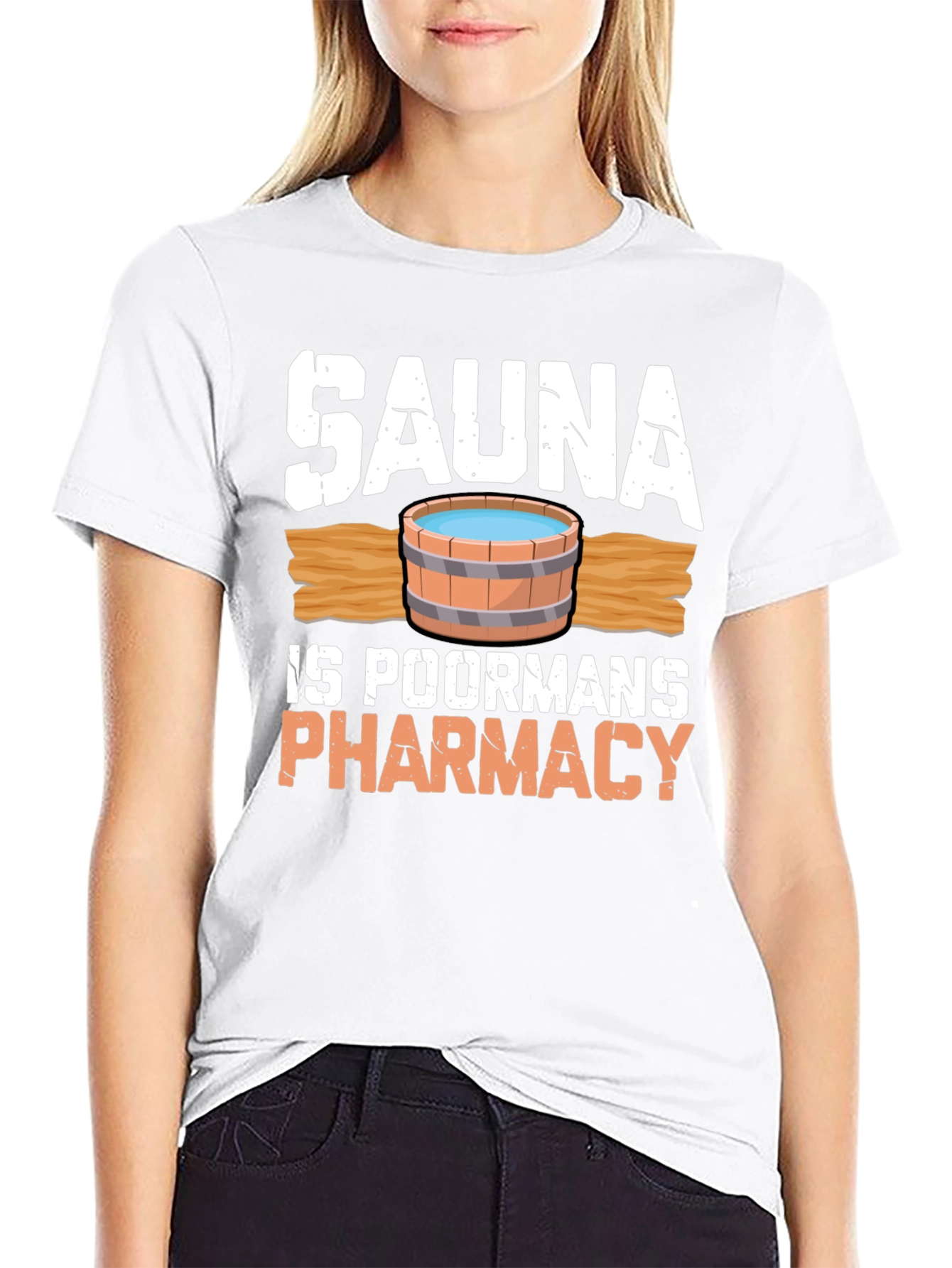 Sauna is Poormans Pharmacy Black Graphic T-Shirt