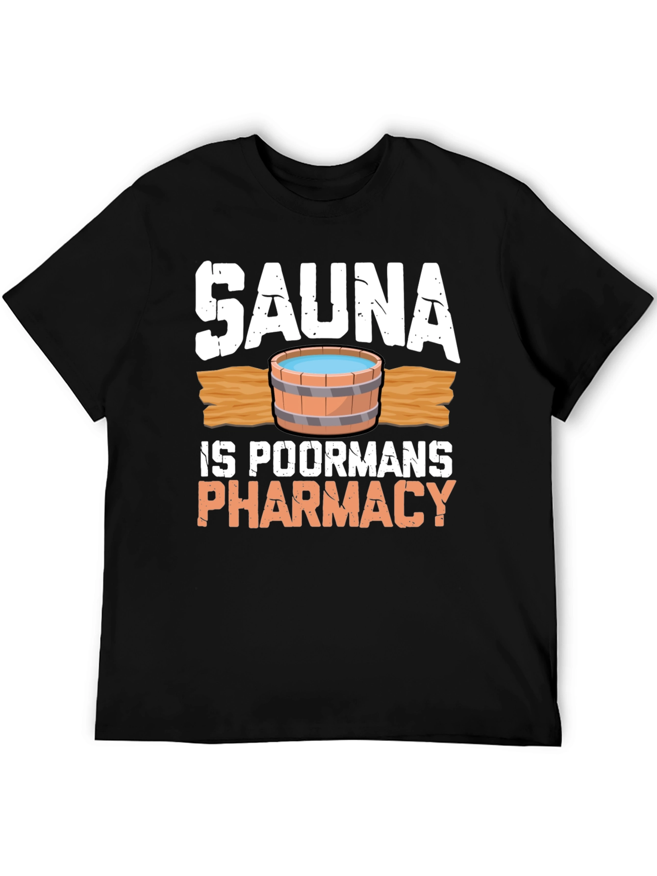 Sauna is Poormans Pharmacy Black Graphic T-Shirt