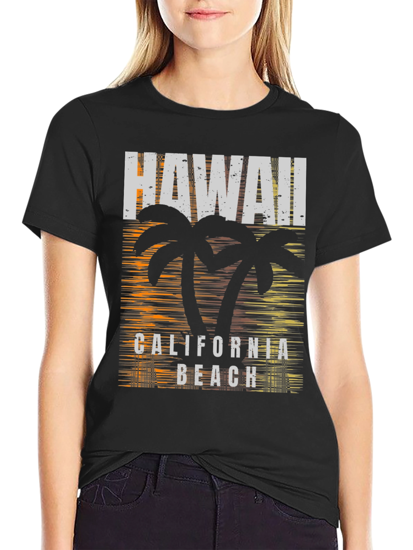 Hawaii California Beach Graphic Print T-Shirt