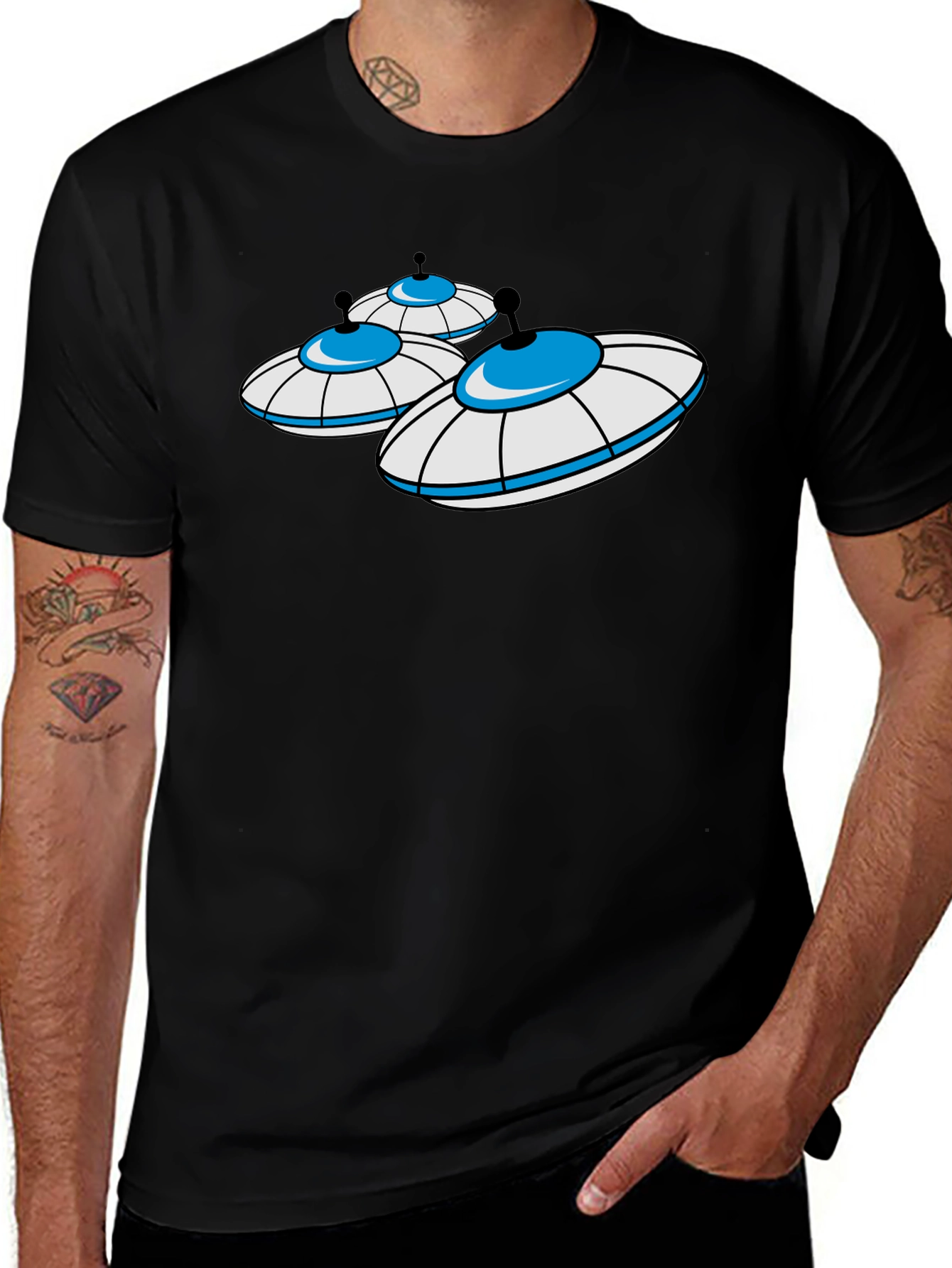 UFO Graphic T-Shirt - Black Cotton Blend Tee