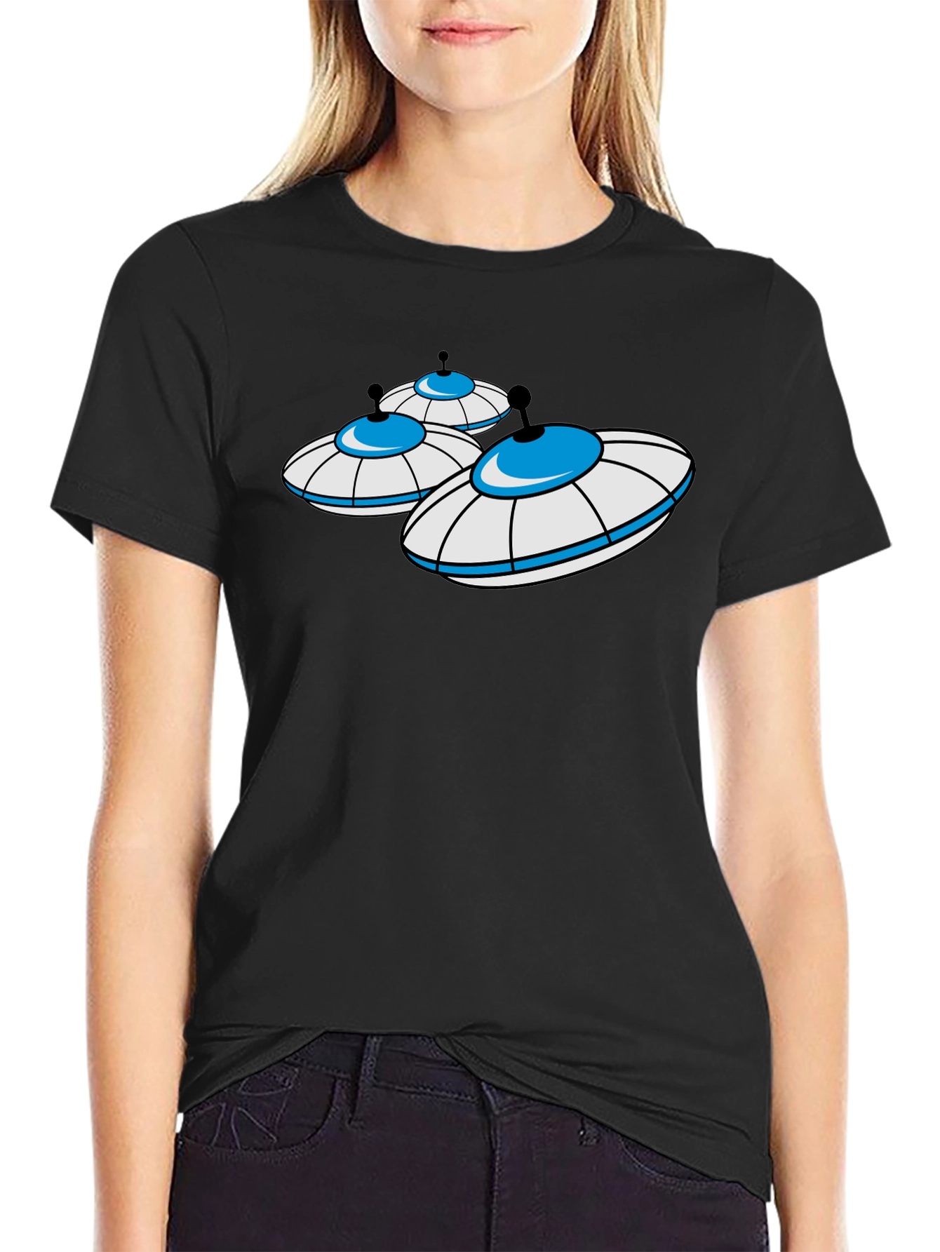UFO Graphic T-Shirt - Black Cotton Blend Tee