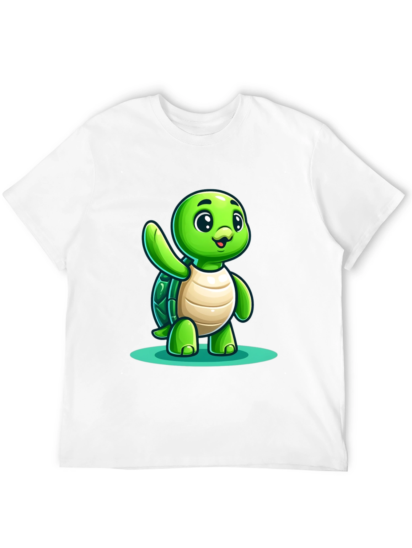 Cute Turtle Graphic Tee - Black Cotton Blend