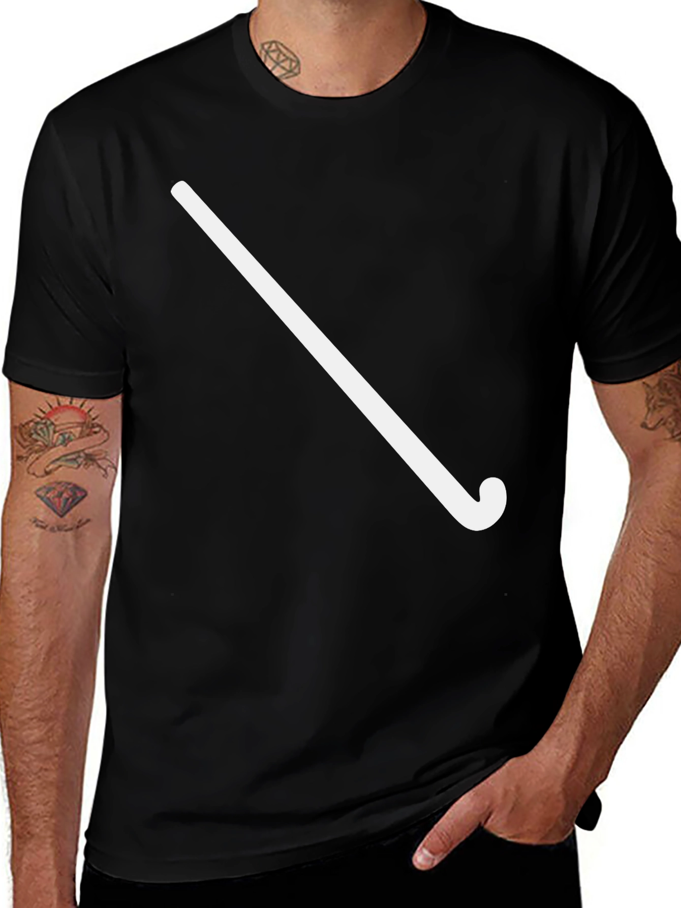 Mens Black Hockey Stick Graphic Tee