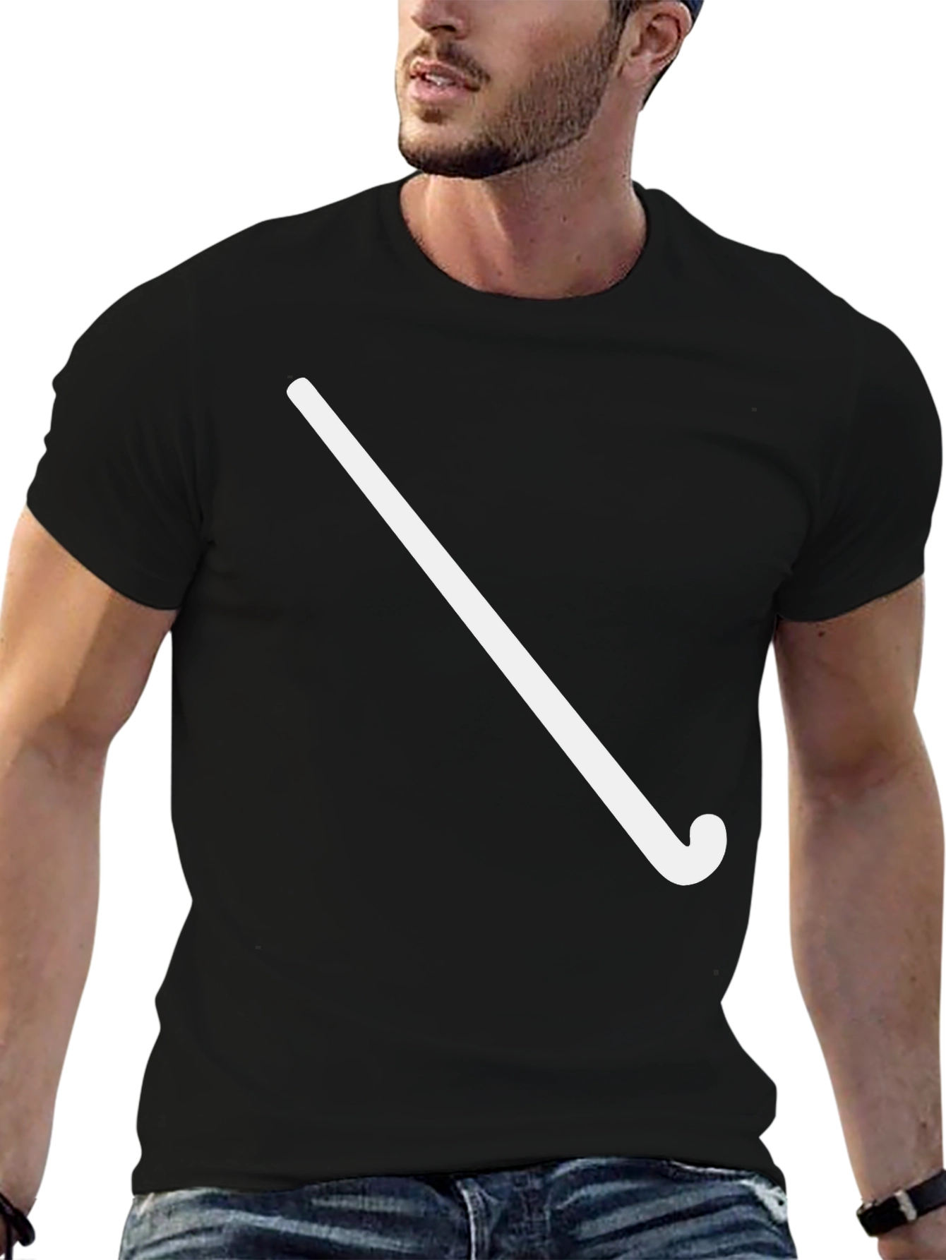 Mens Black Hockey Stick Graphic Tee