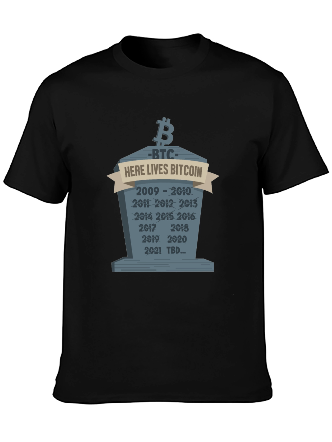 Bitcoin Crypto Tombstone T-Shirt - Here Lies Bitcoin