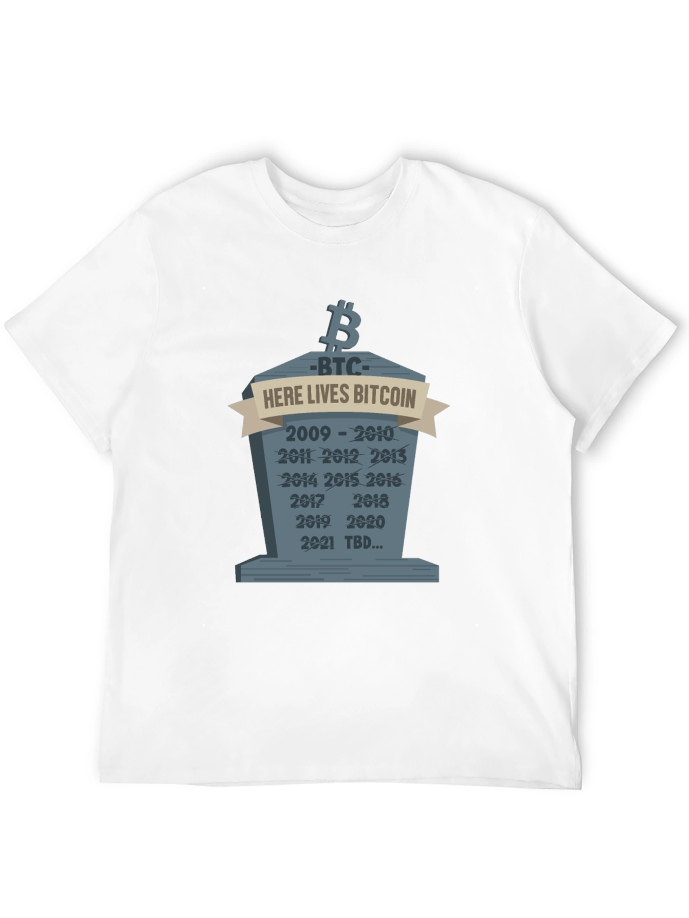 Bitcoin Crypto Tombstone T-Shirt - Here Lies Bitcoin