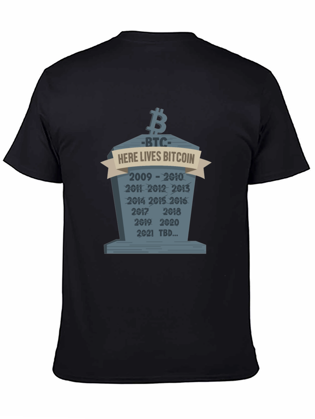 Bitcoin Crypto Tombstone T-Shirt - Here Lies Bitcoin