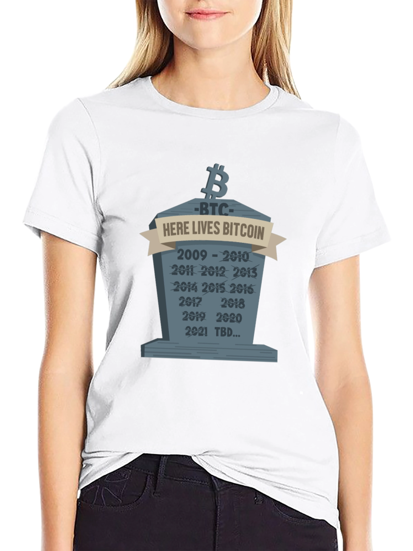 Bitcoin Crypto Tombstone T-Shirt - Here Lies Bitcoin