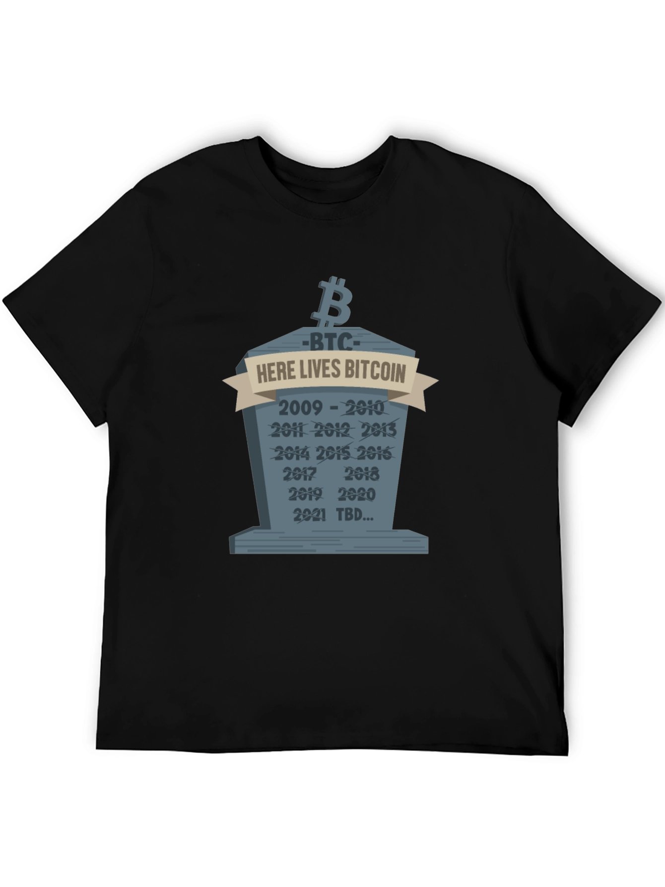 Bitcoin Crypto Tombstone T-Shirt - Here Lies Bitcoin