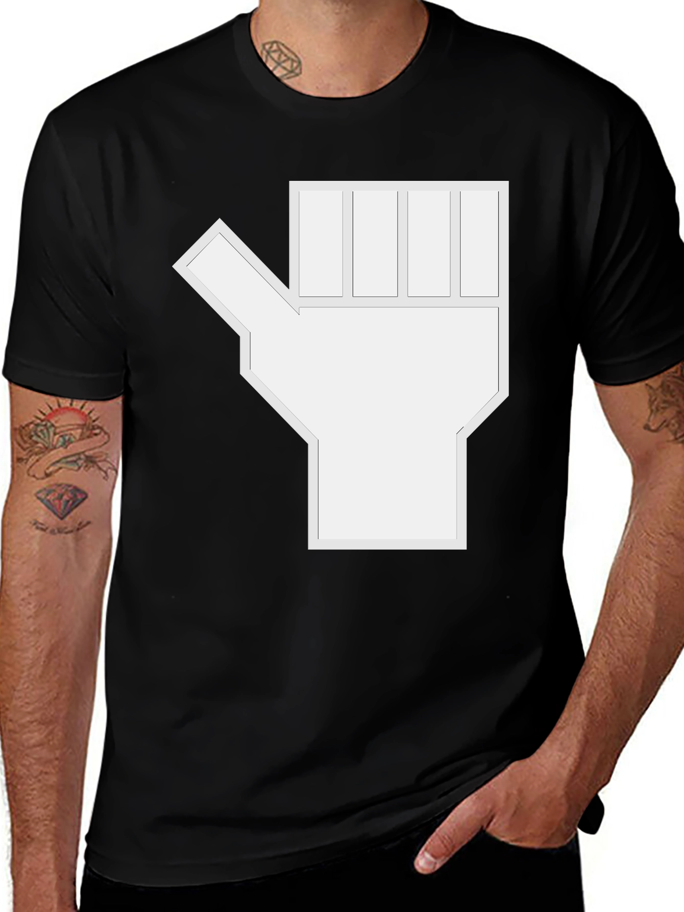 Abstract Graphic Hand Black T-Shirt