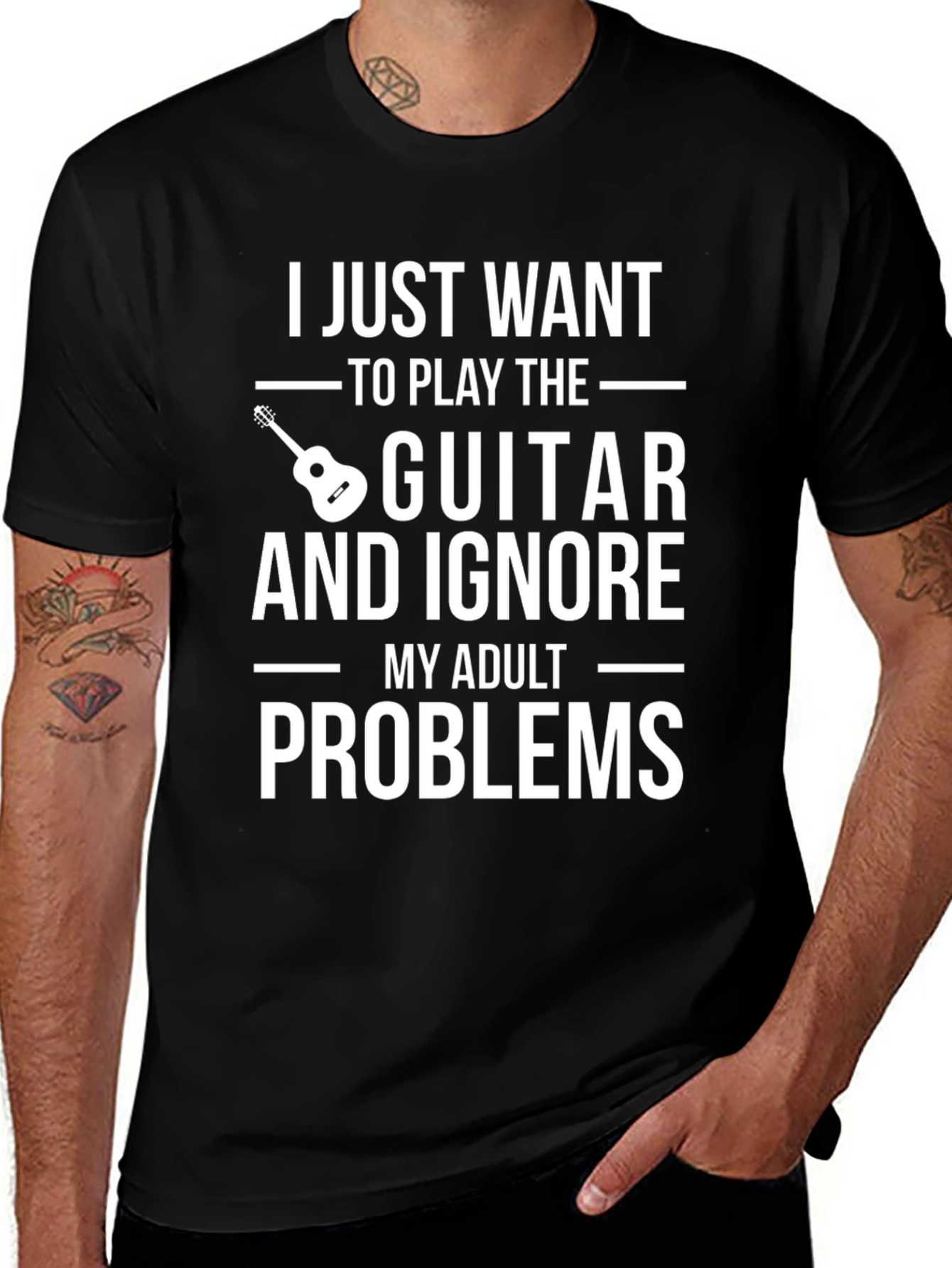 Guitar Player Adult Problems Graphic Tee