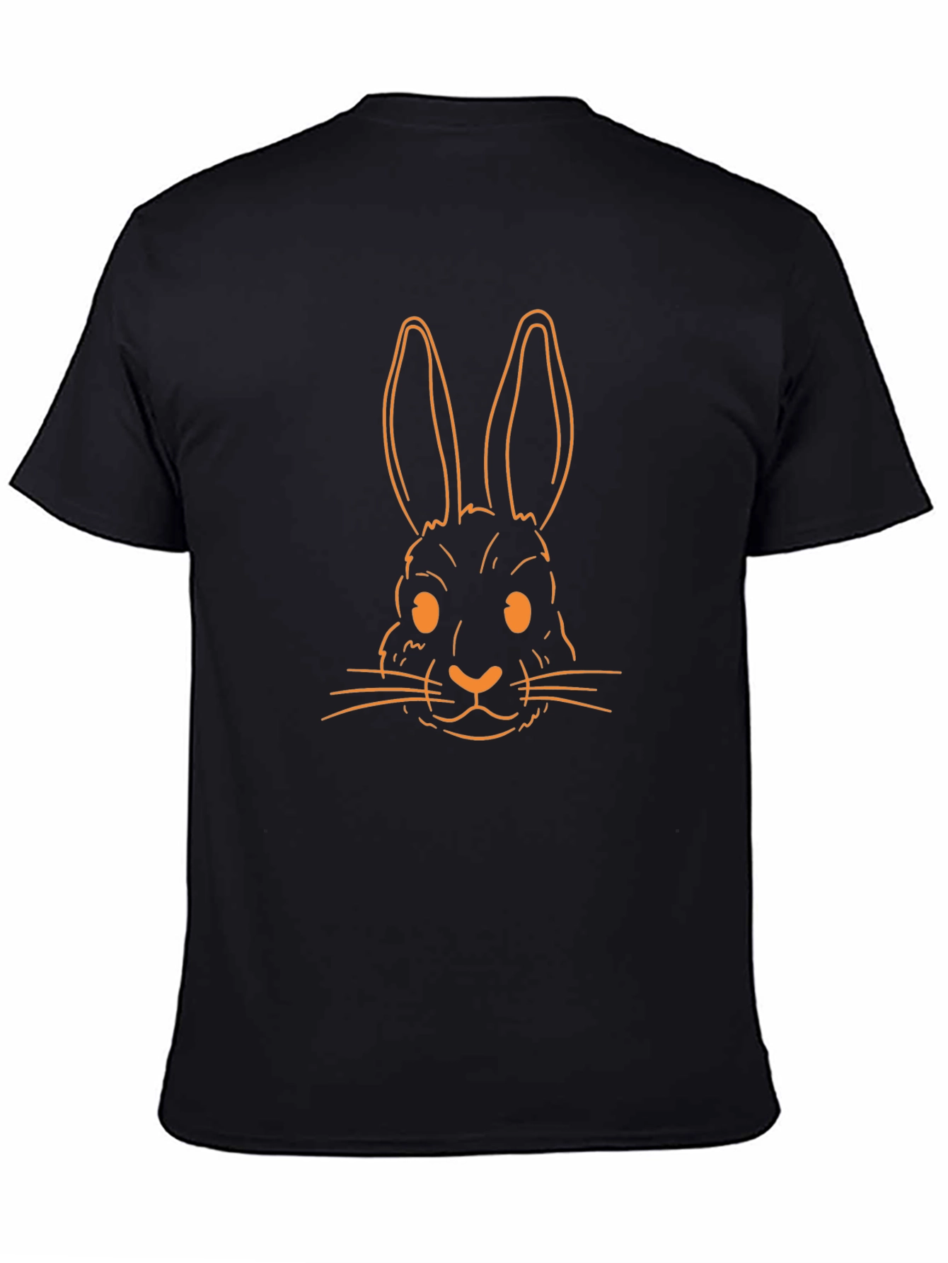 Orange Rabbit Graphic Black T-Shirt