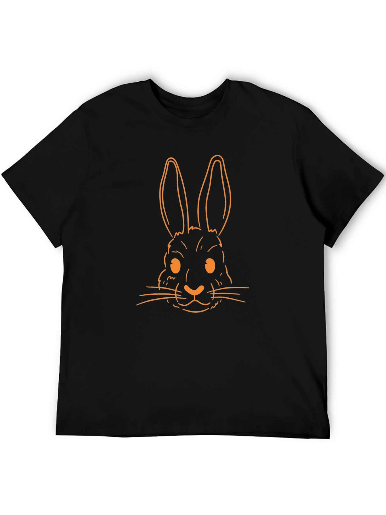 Orange Rabbit Graphic Black T-Shirt