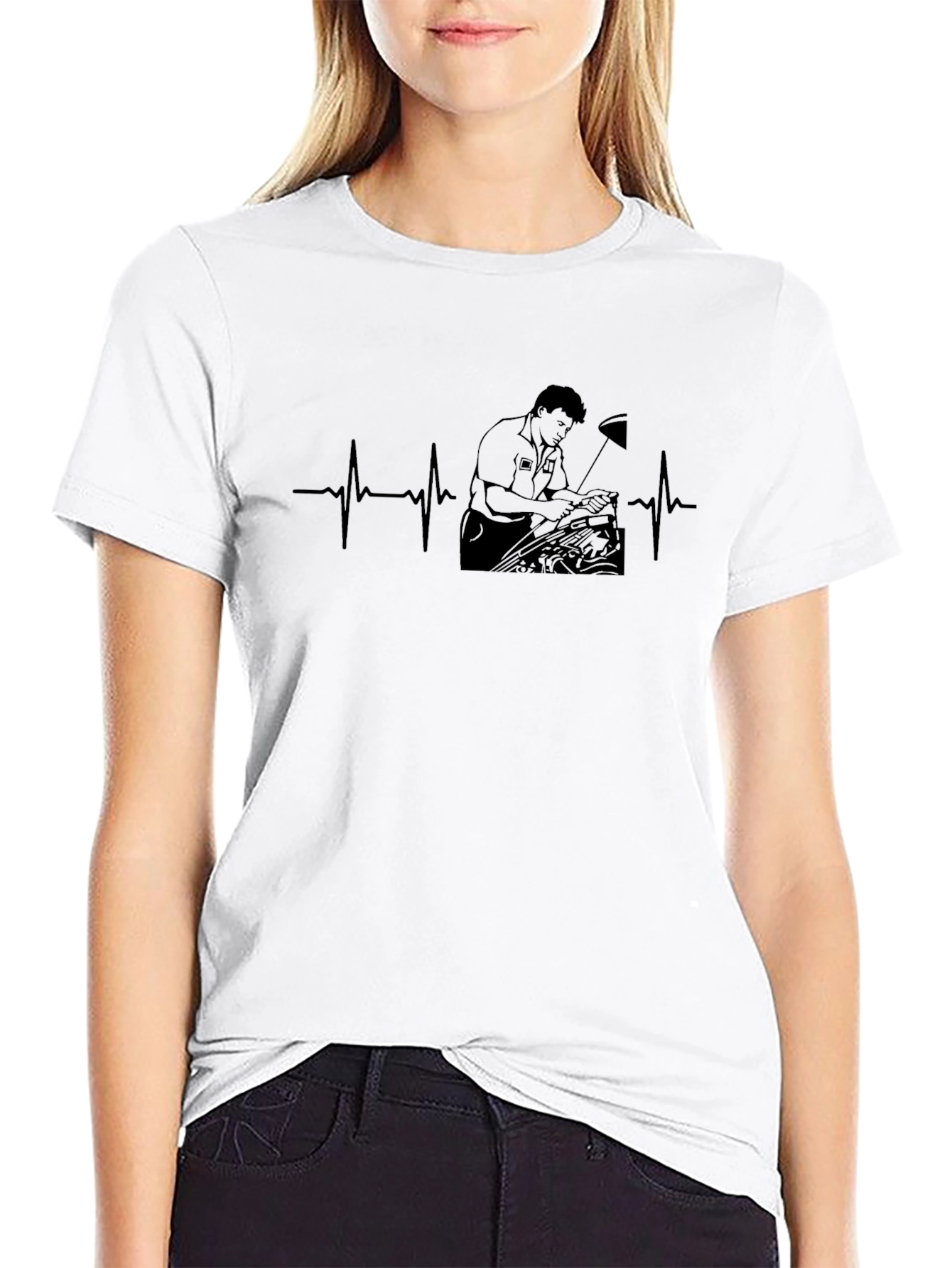 Mechanic Heartbeat T-Shirt - Auto Repair Design