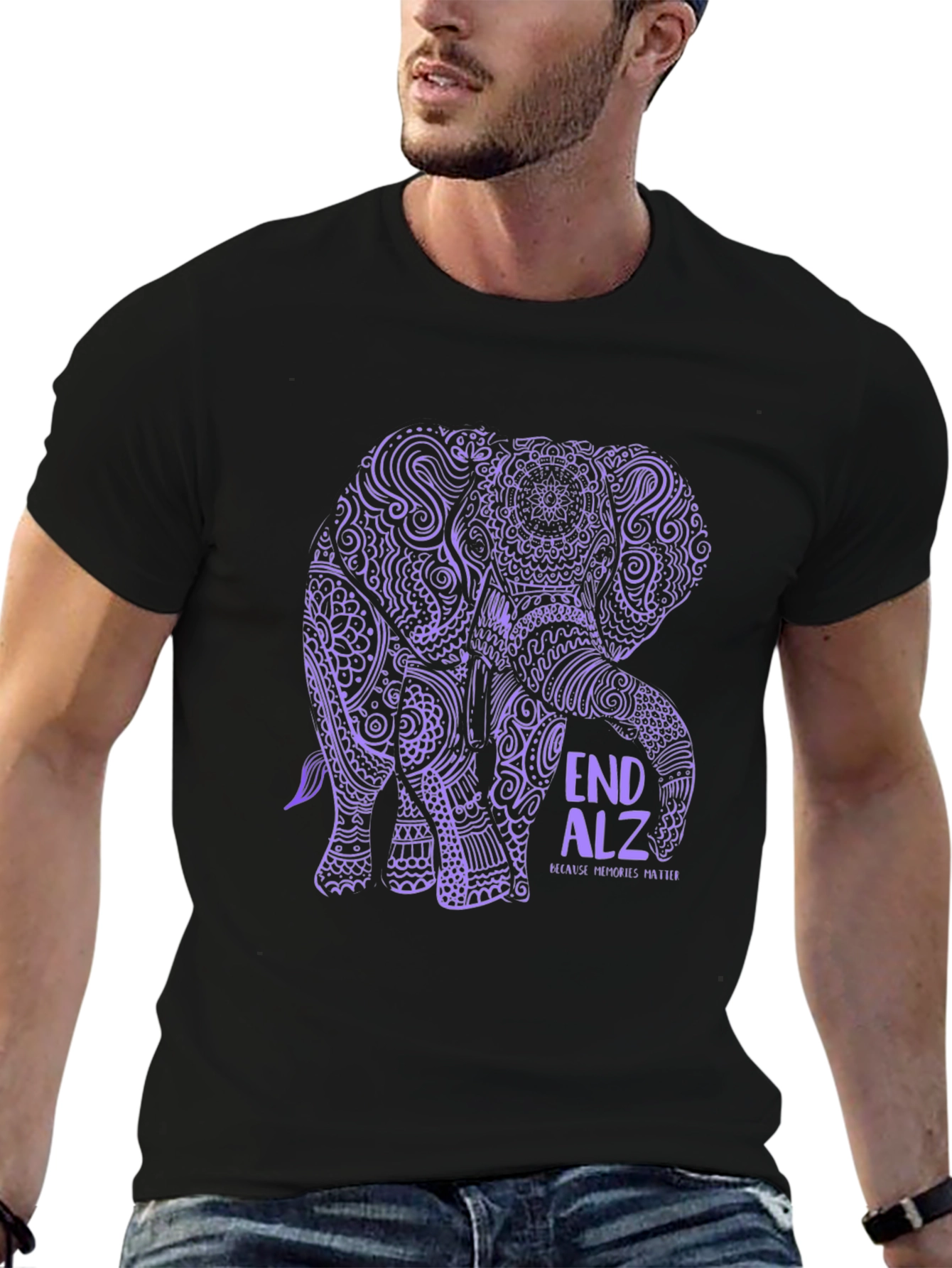 End ALZ Elephant Graphic Tee - Black