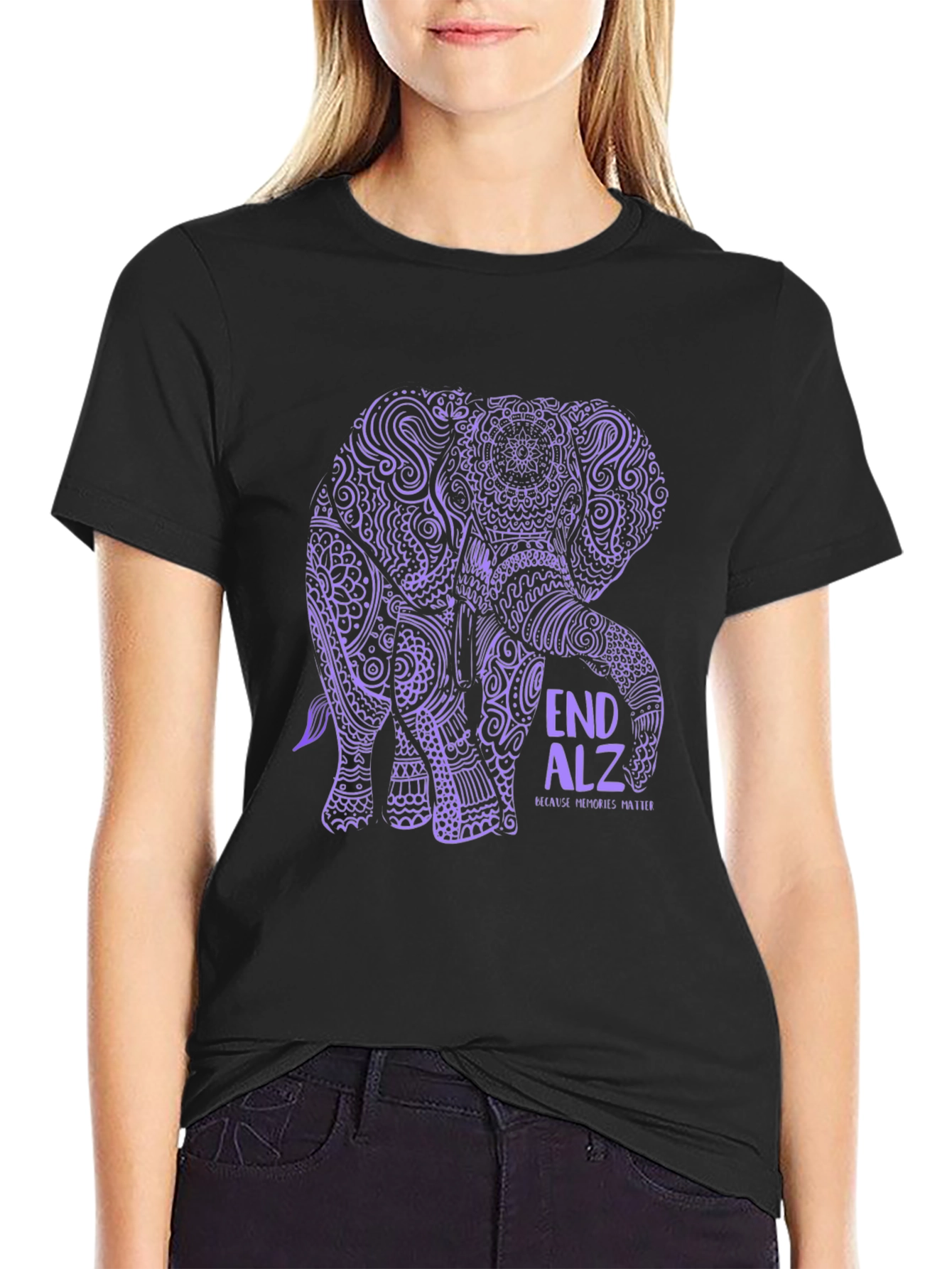 End ALZ Elephant Graphic Tee - Black