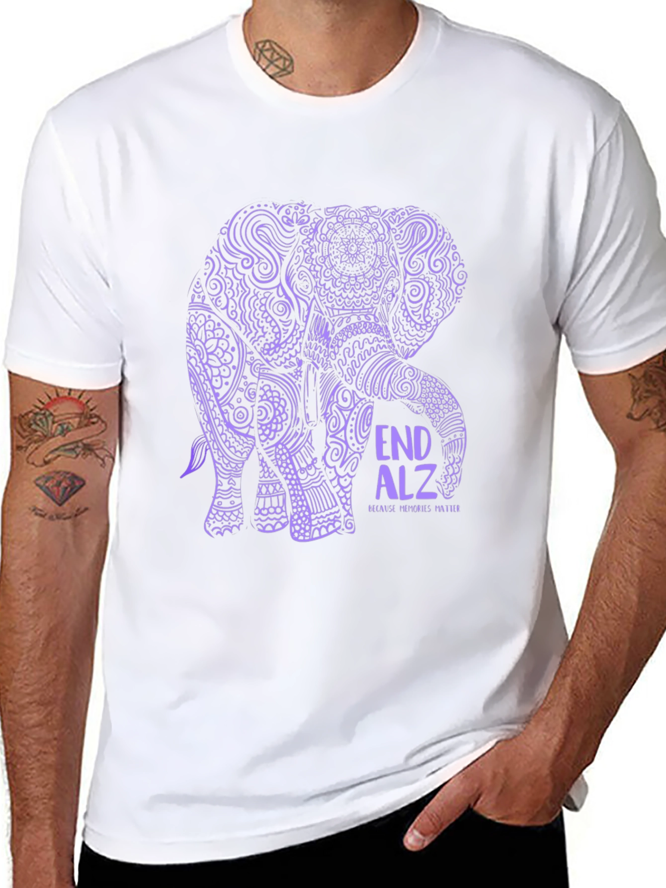 End ALZ Elephant Graphic Tee - Black