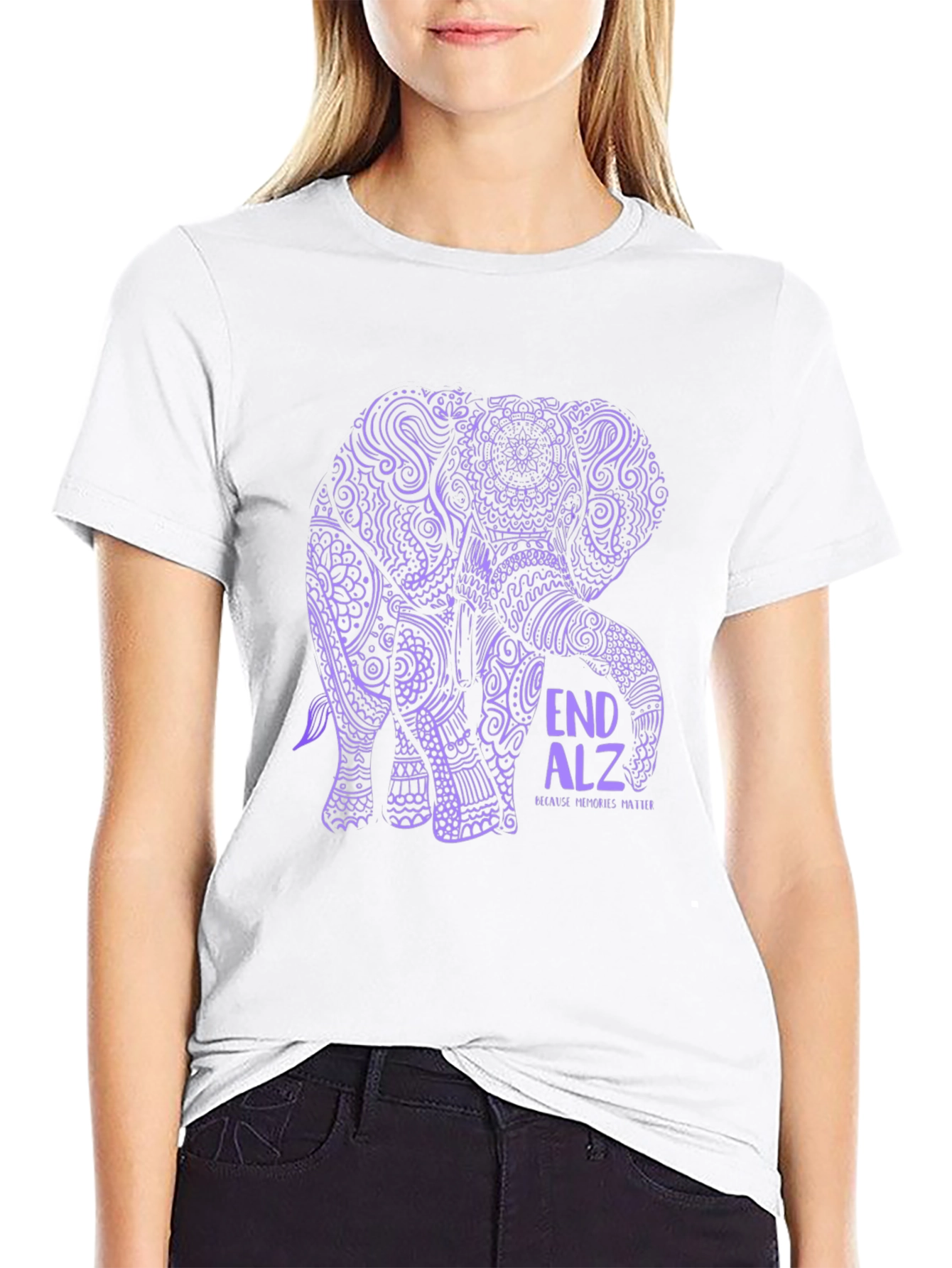 End ALZ Elephant Graphic Tee - Black