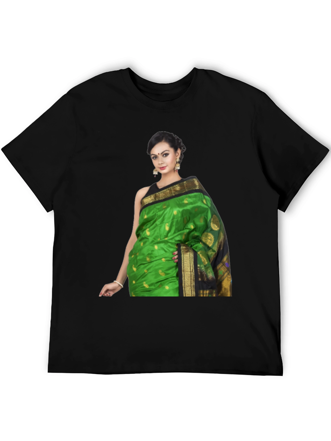 Stylish T-Shirt with Elegant Woman Saree Print