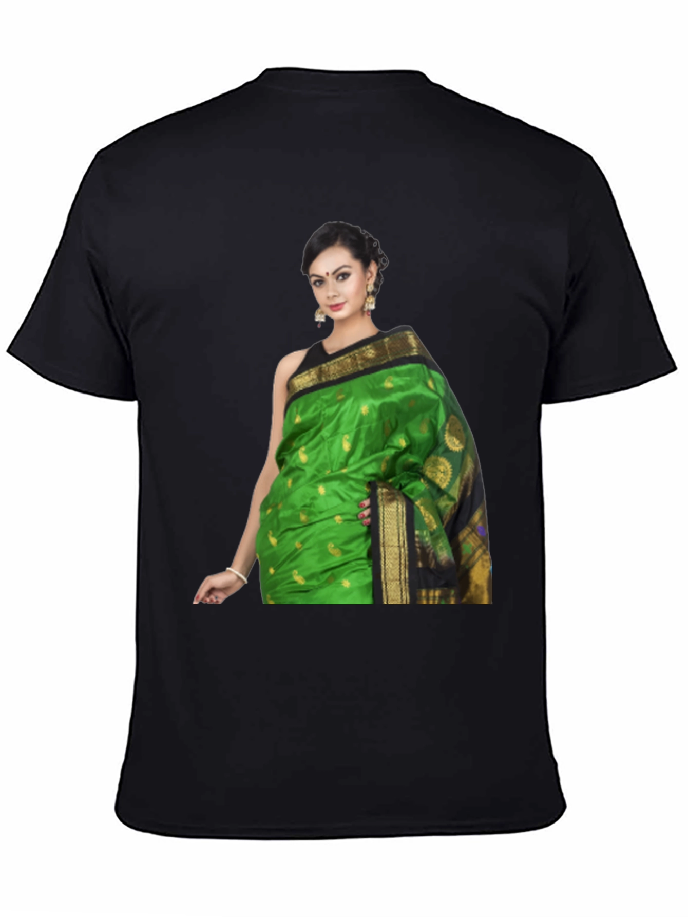 Stylish T-Shirt with Elegant Woman Saree Print