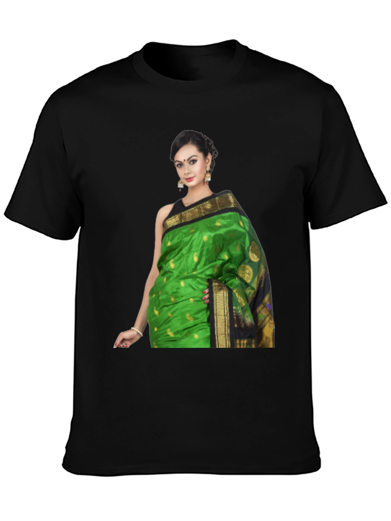 Stylish T-Shirt with Elegant Woman Saree Print