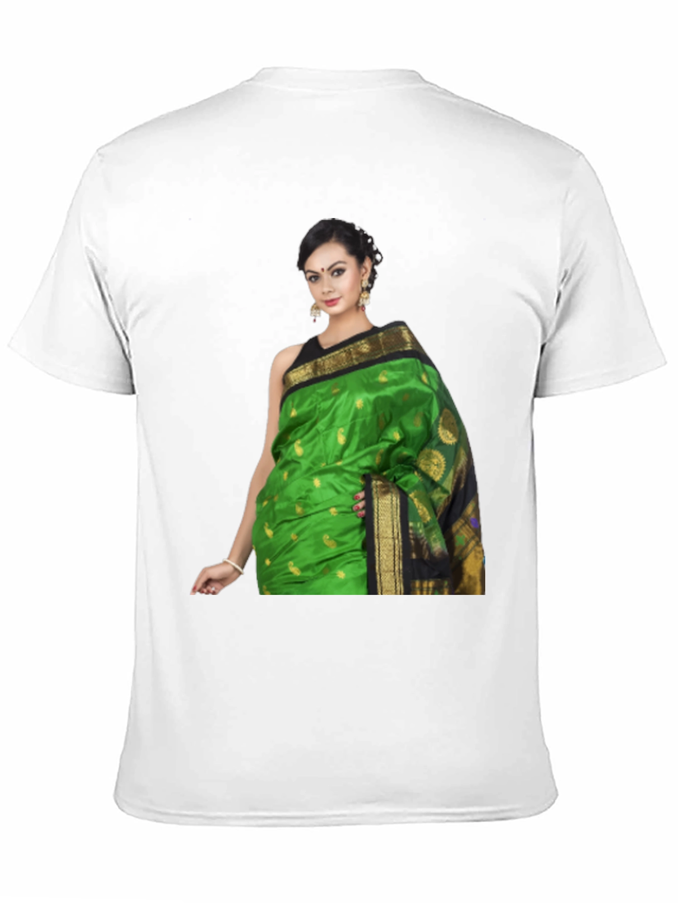 Stylish T-Shirt with Elegant Woman Saree Print