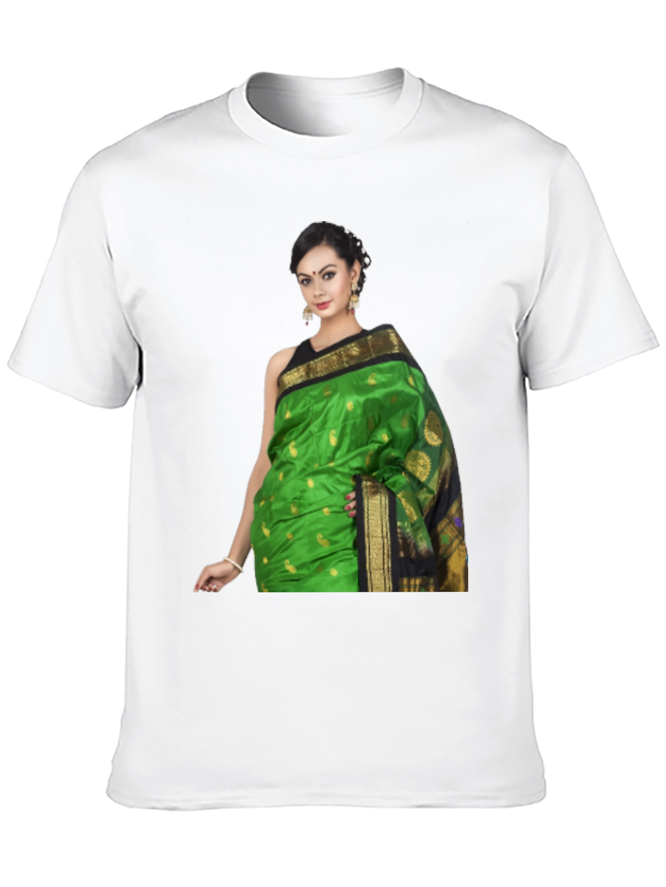 Stylish T-Shirt with Elegant Woman Saree Print