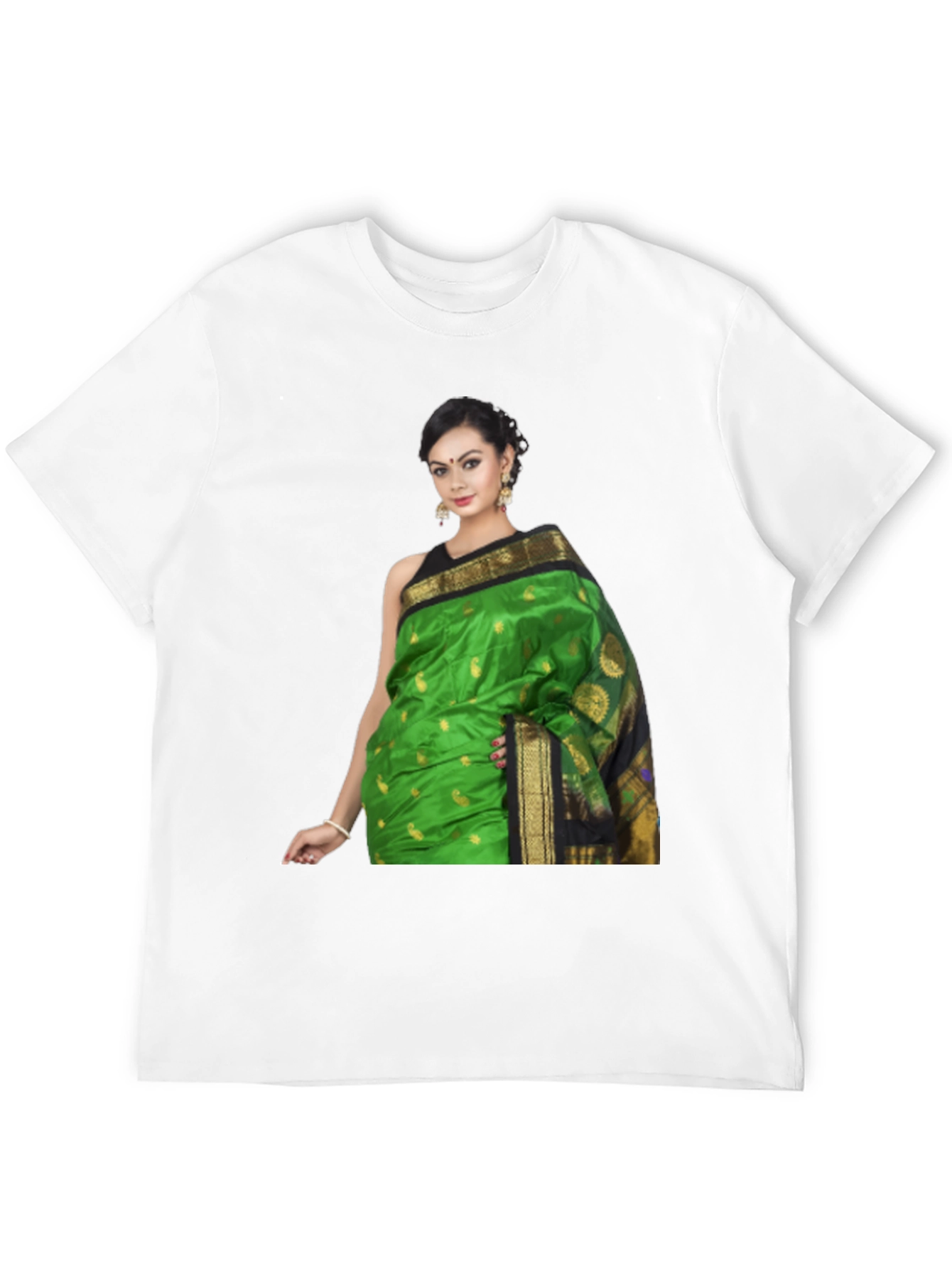 Stylish T-Shirt with Elegant Woman Saree Print