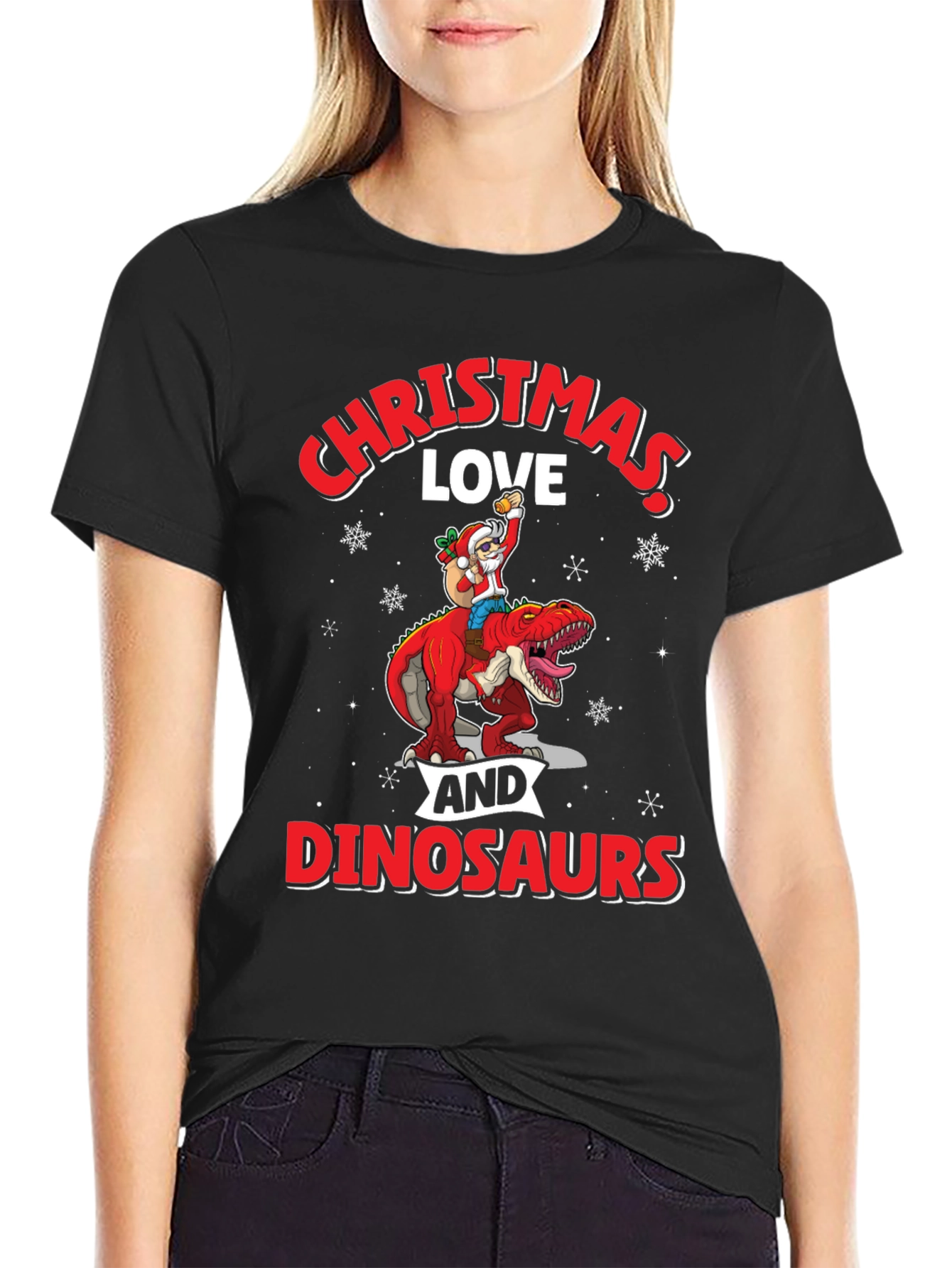 Christmas Love and Dinosaurs Graphic Tee