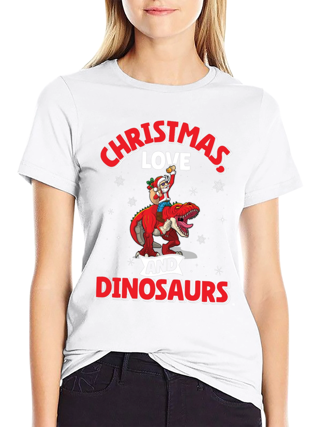 Christmas Love and Dinosaurs Graphic Tee