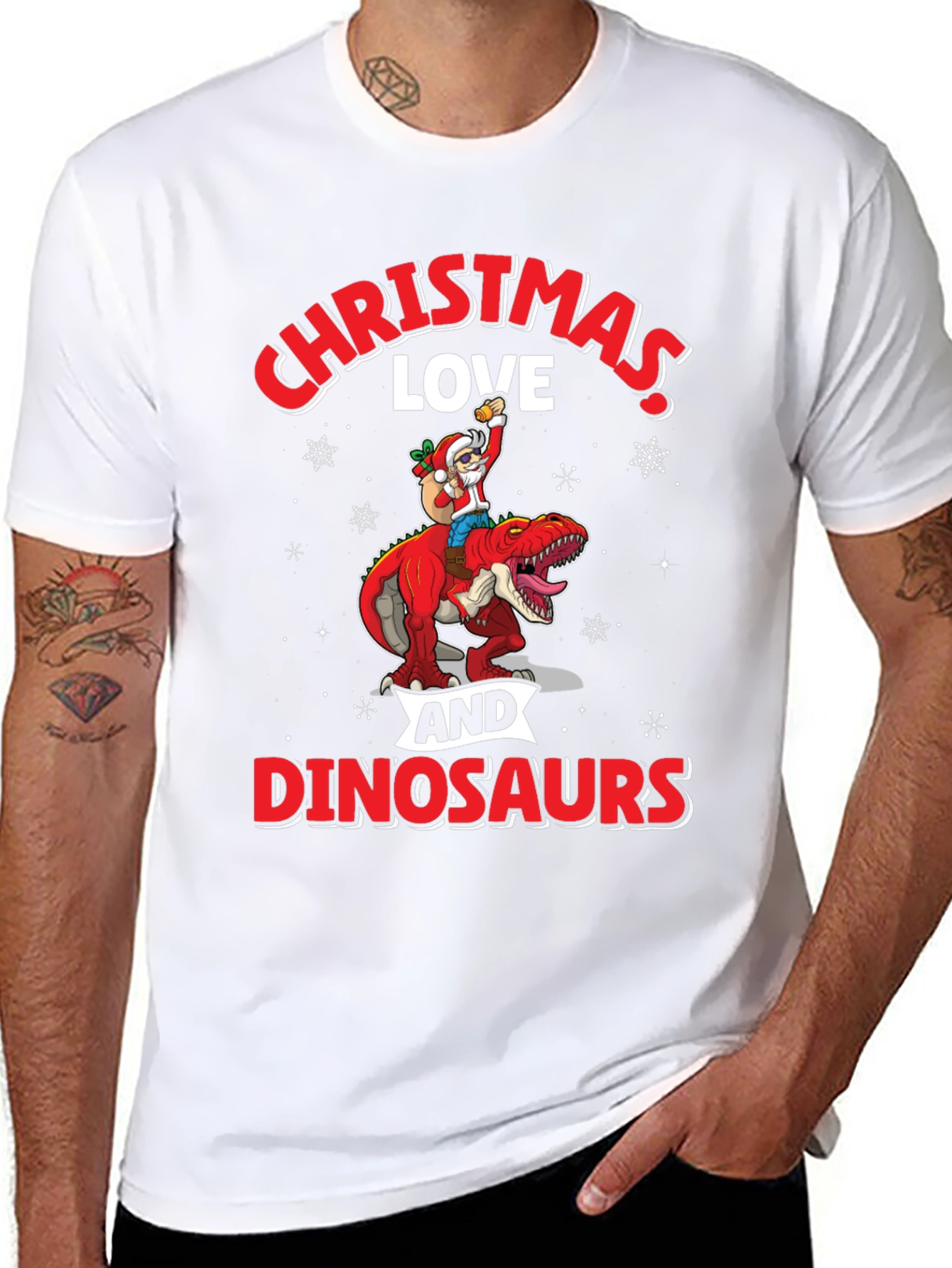 Christmas Love and Dinosaurs Graphic Tee