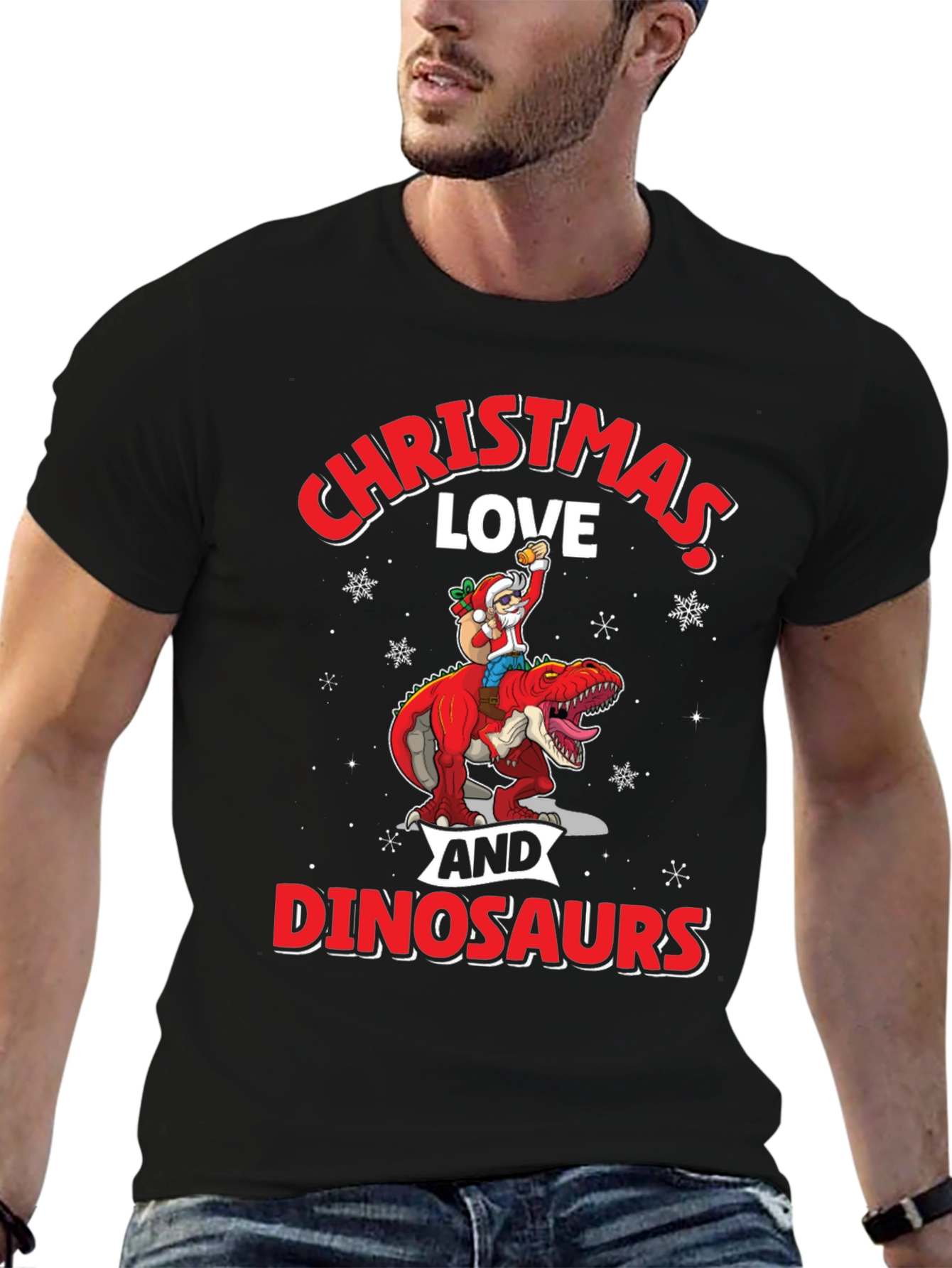 Christmas Love and Dinosaurs Graphic Tee