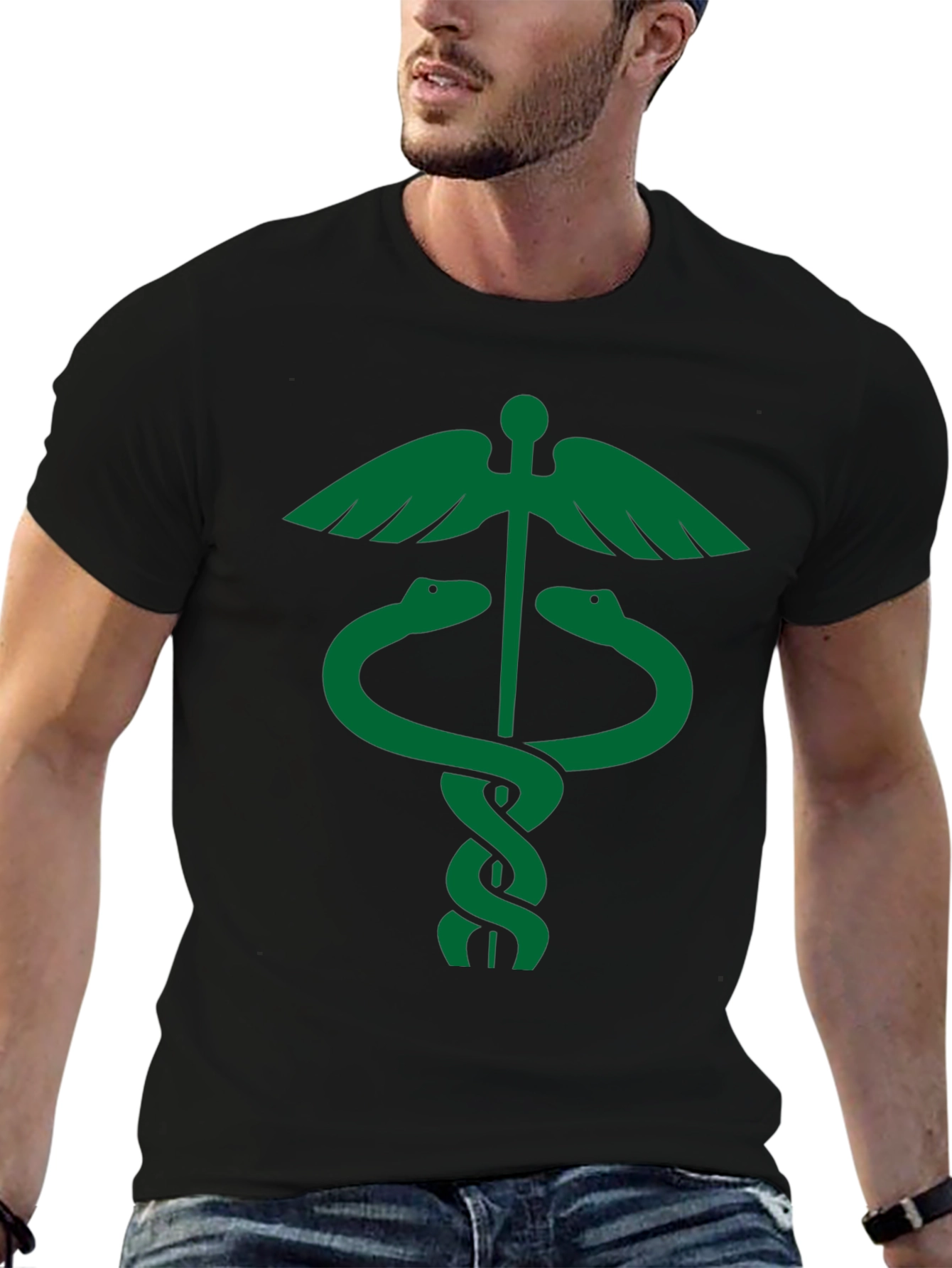 Caduceus Symbol Black T-Shirt
