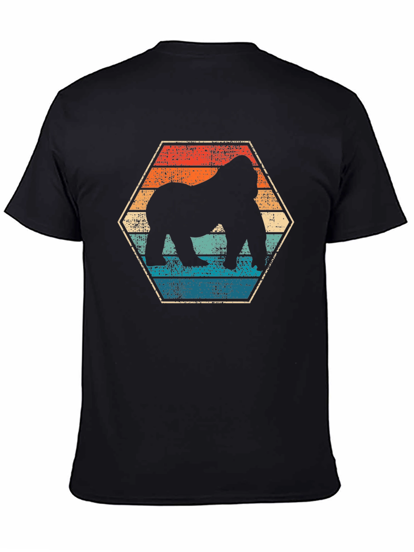 Retro Gorilla Hexagon Graphic T-Shirt
