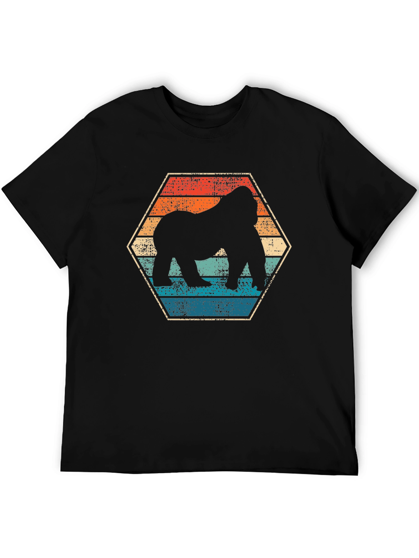 Retro Gorilla Hexagon Graphic T-Shirt
