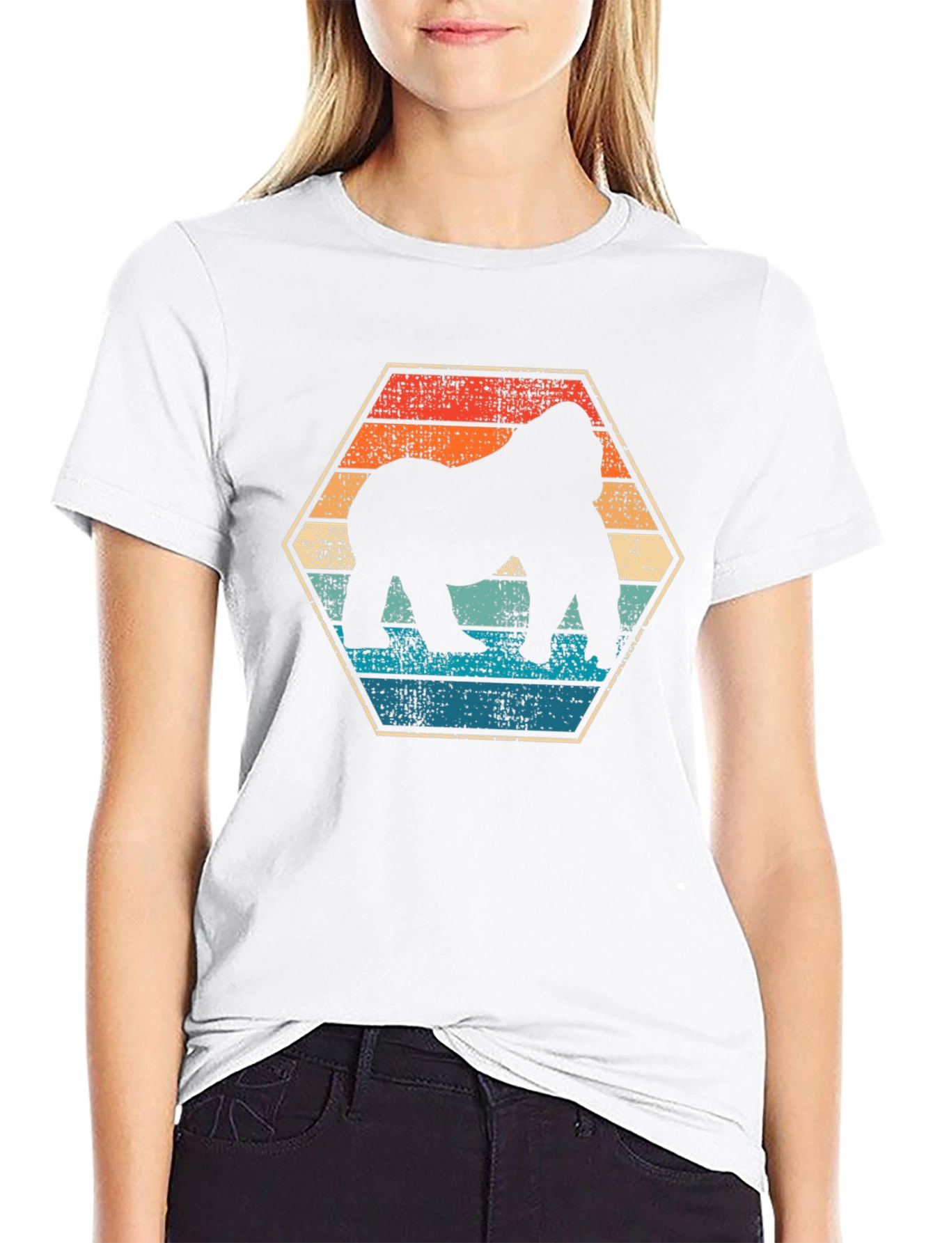Retro Gorilla Hexagon Graphic T-Shirt