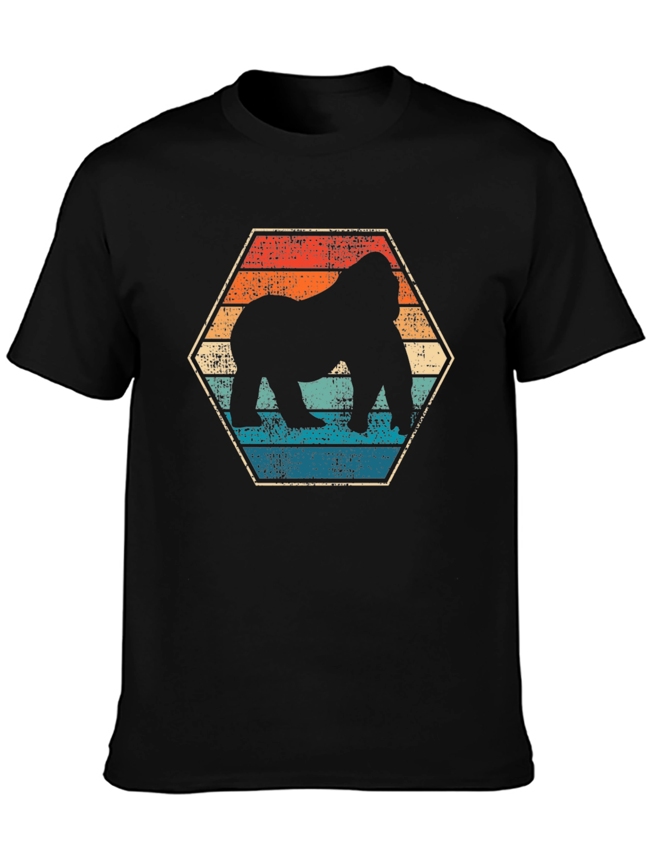 Retro Gorilla Hexagon Graphic T-Shirt