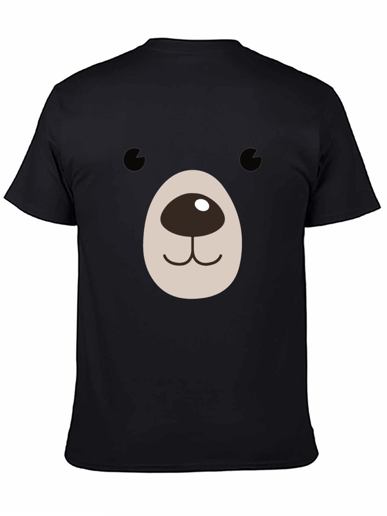 Cute Bear Face Graphic Black T-Shirt